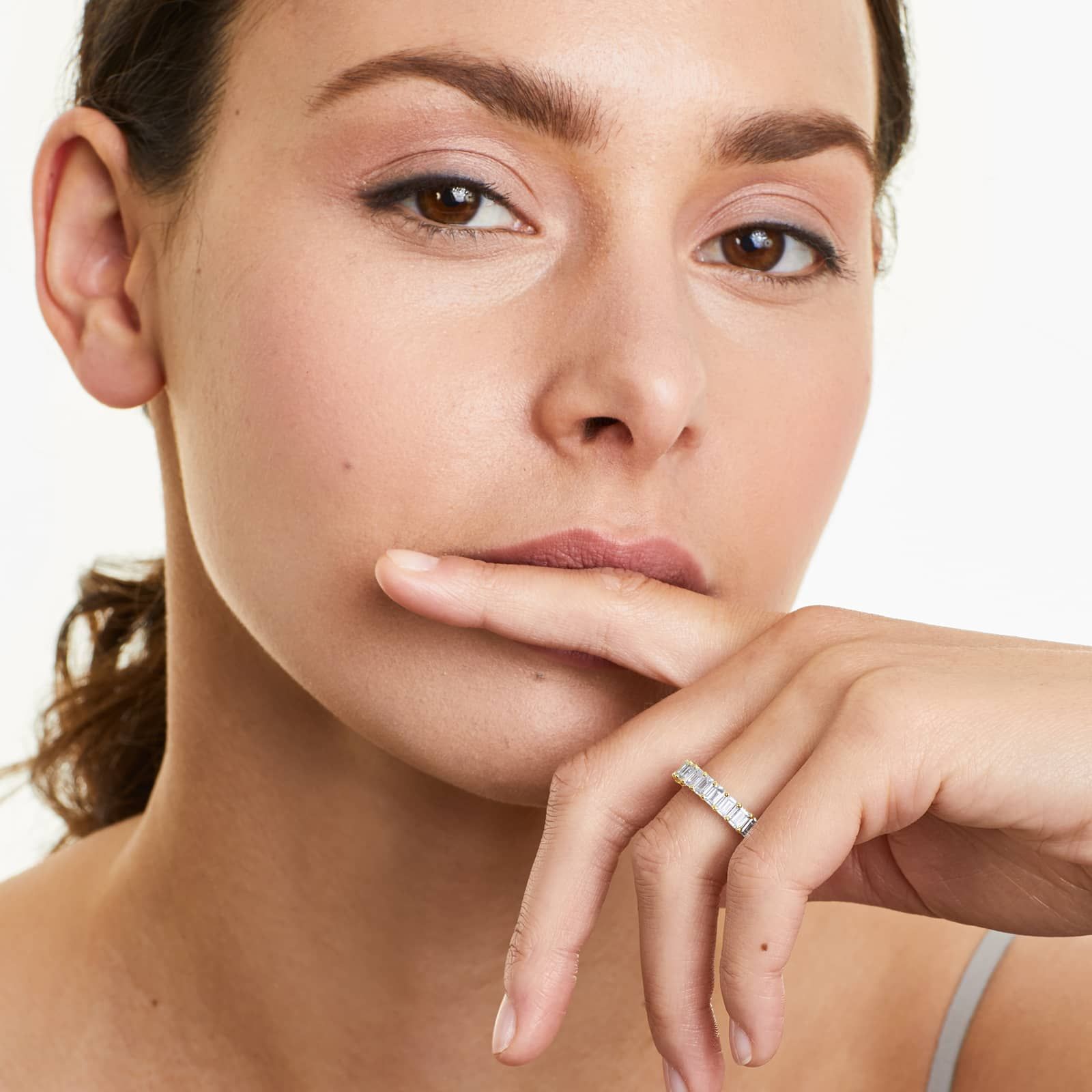 Emerald Cut Lab-grown Diamond Eternity Ring, EF Color, VS Clarity, IGI Certified