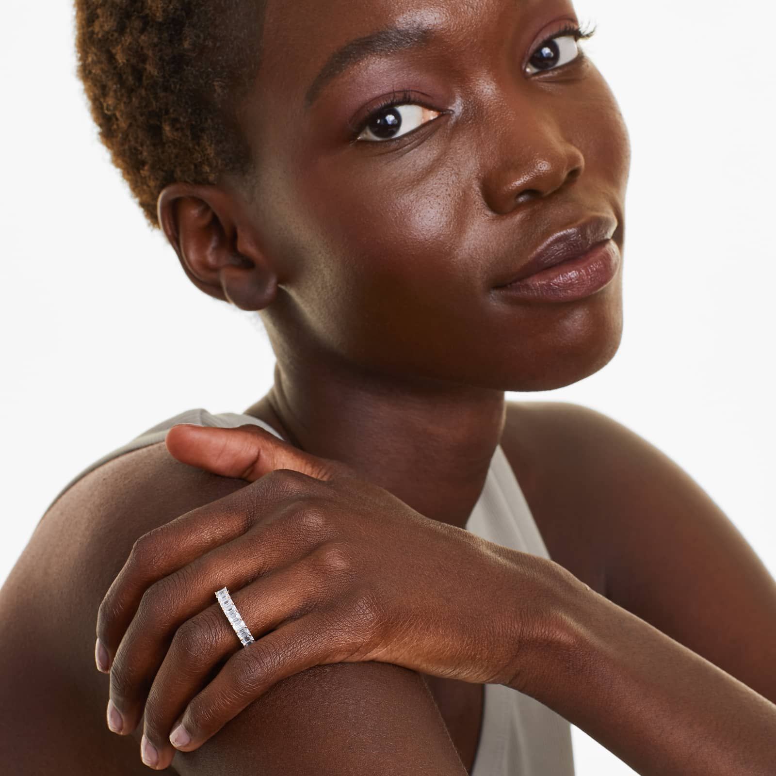 Emerald Cut Lab-grown Diamond Eternity Ring, EF Color, VS Clarity, IGI Certified