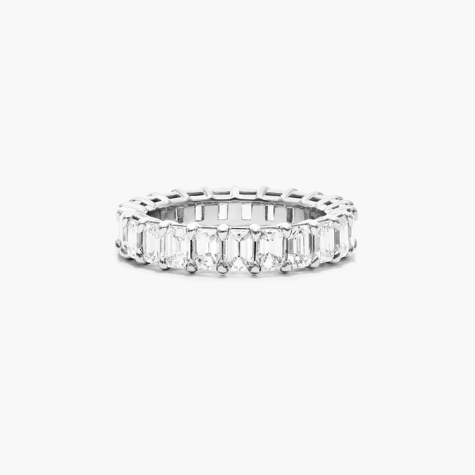 Emerald Cut Lab-grown Diamond Eternity Ring, EF Color, VS Clarity, IGI Certified