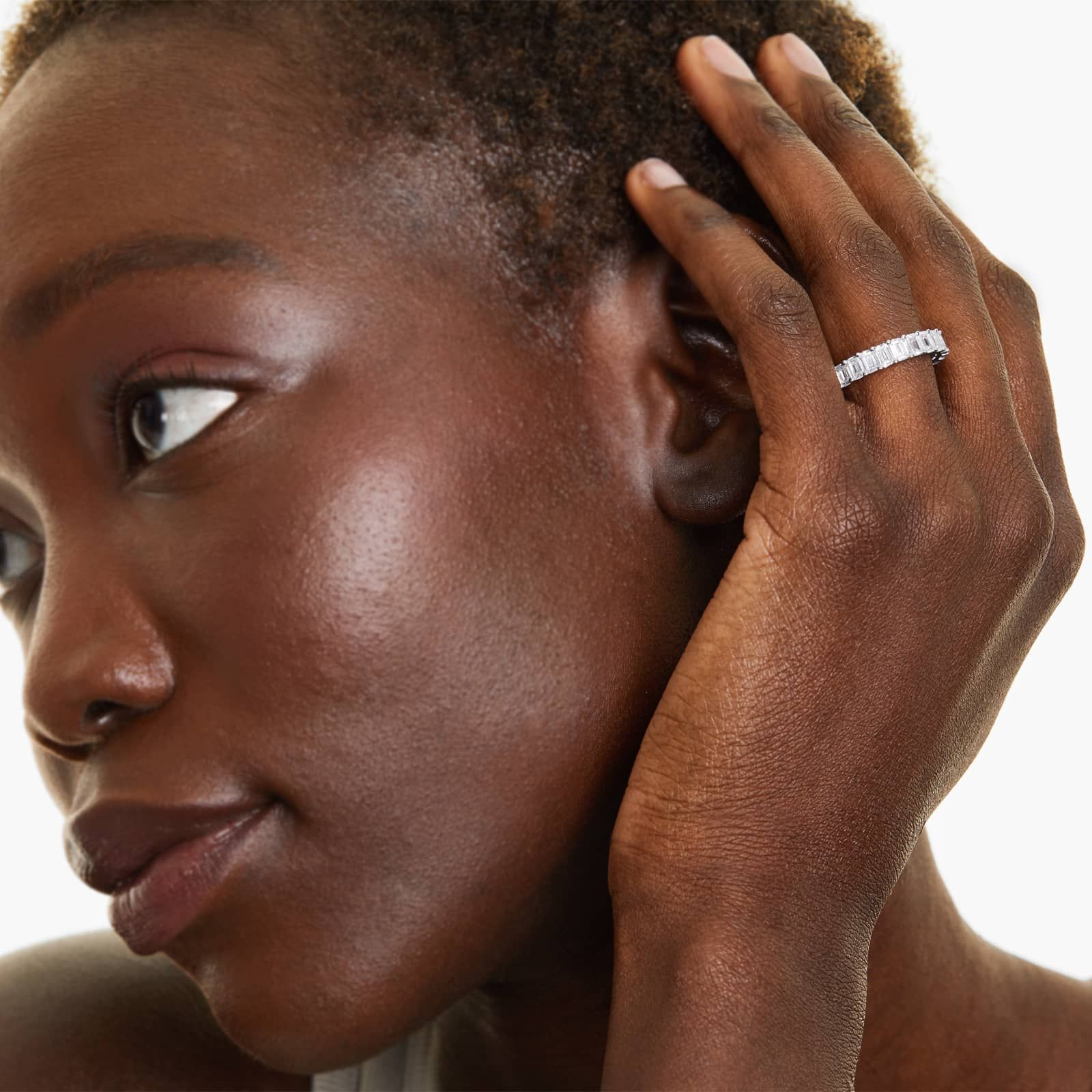 Emerald Cut Lab-grown Diamond Eternity Ring, EF Color, VS Clarity, IGI Certified