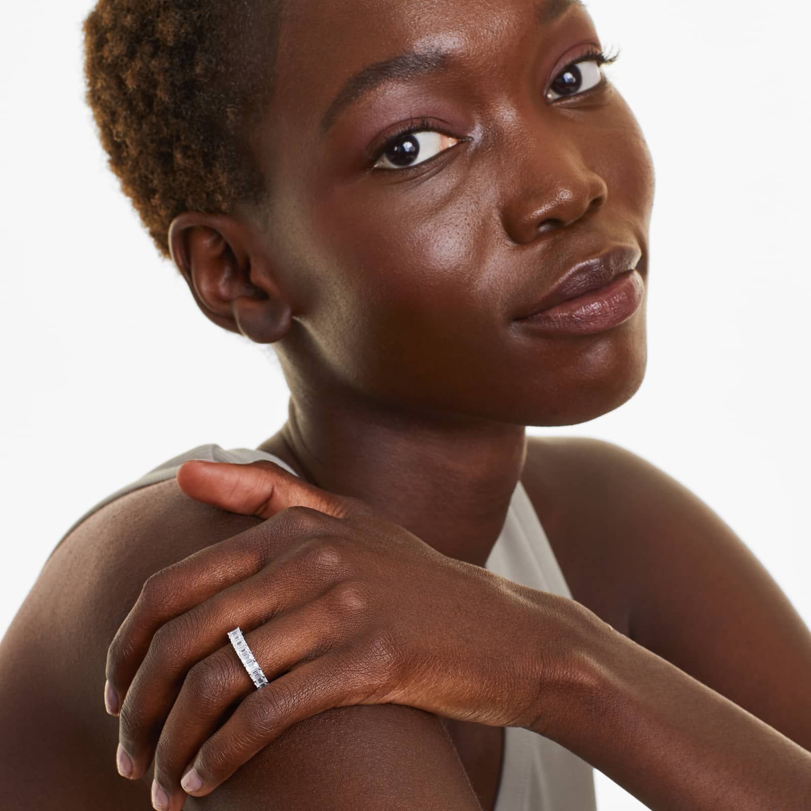 Emerald Cut Lab-grown Diamond Eternity Ring, EF Color, VS Clarity, IGI Certified