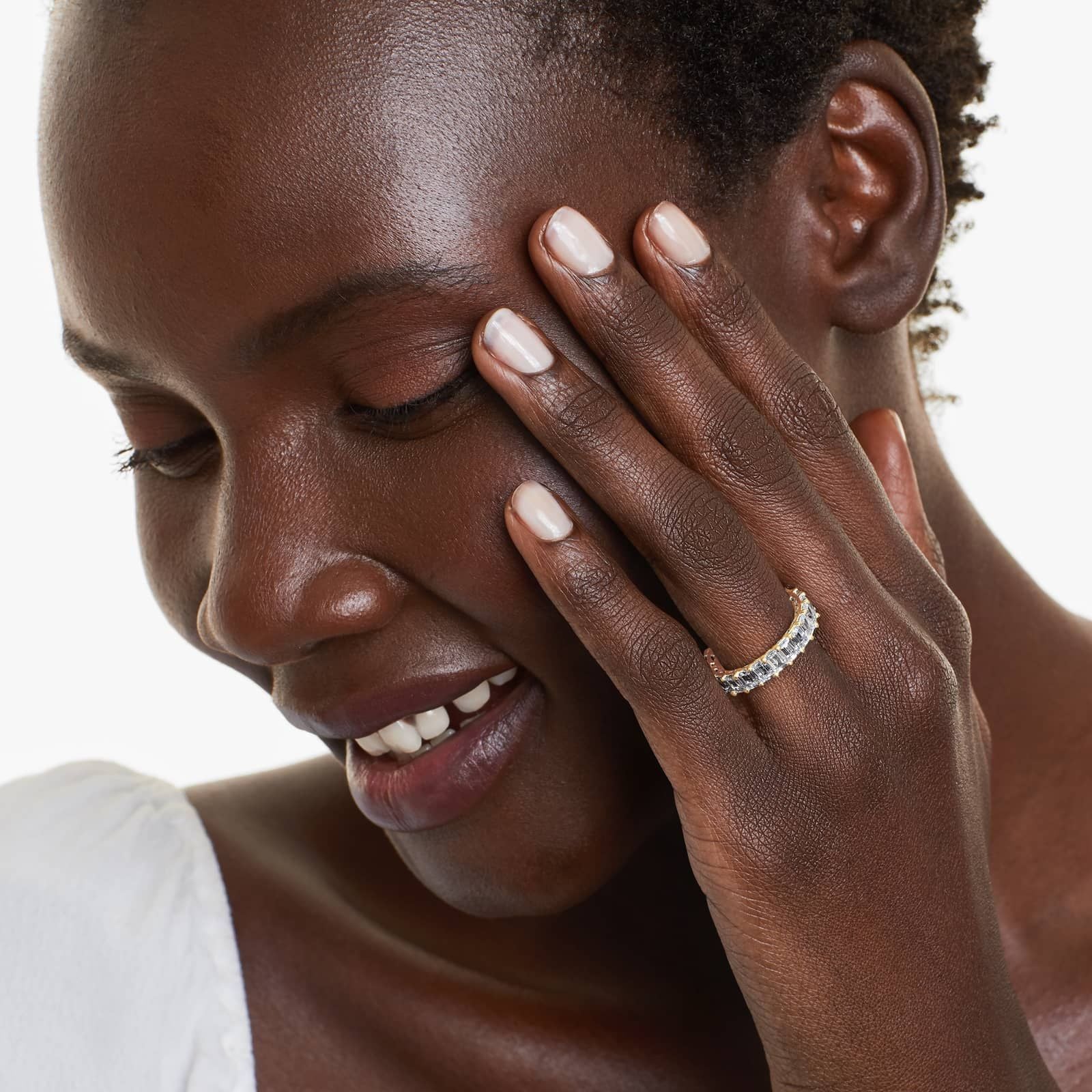 Emerald Cut Lab-grown Diamond Eternity Ring, EF Color, VS Clarity, IGI Certified