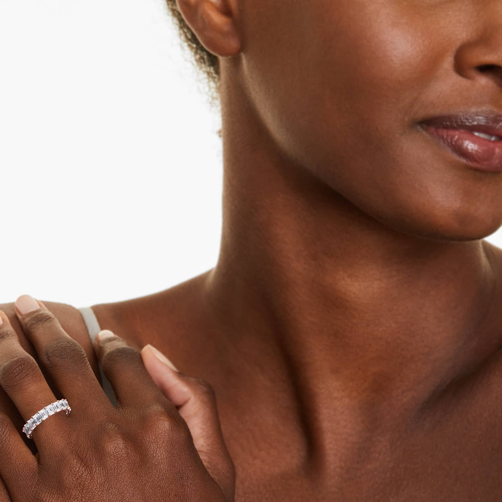 Emerald Cut Lab-grown Diamond Eternity Ring, EF Color, VS Clarity, IGI Certified