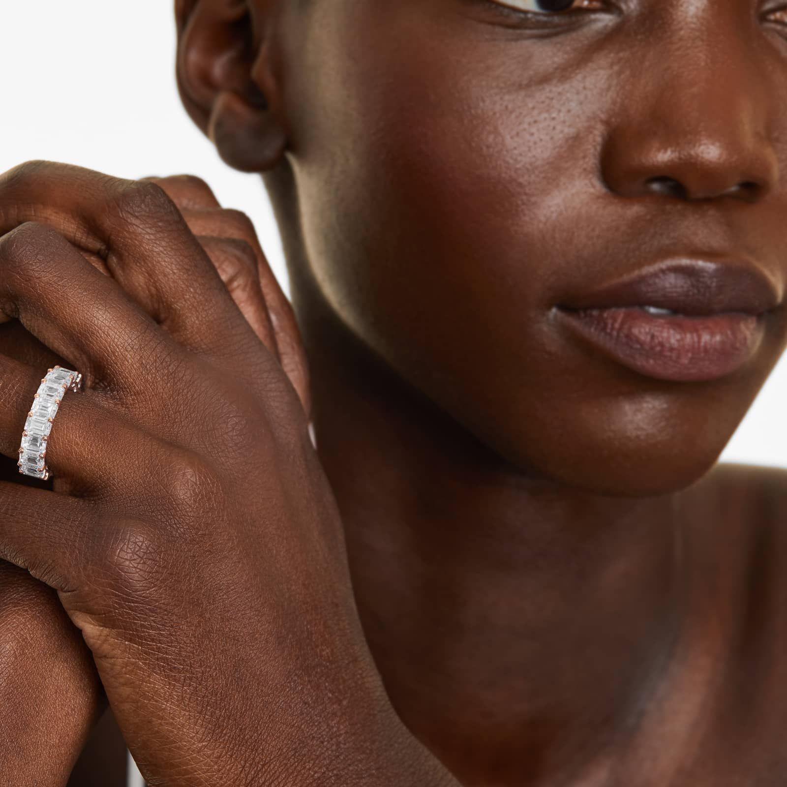 Emerald Cut Lab-grown Diamond Eternity Ring, EF Color, VS Clarity, IGI Certified