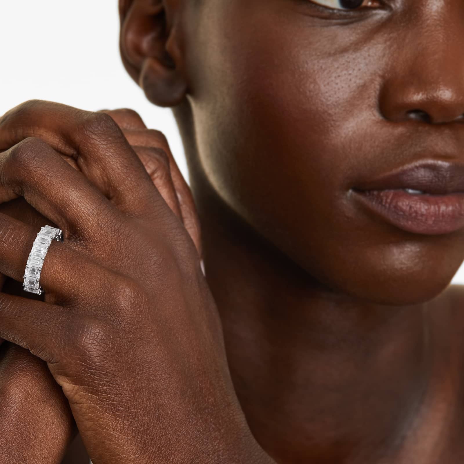 Emerald Cut Lab-grown Diamond Eternity Ring, EF Color, VS Clarity, IGI Certified