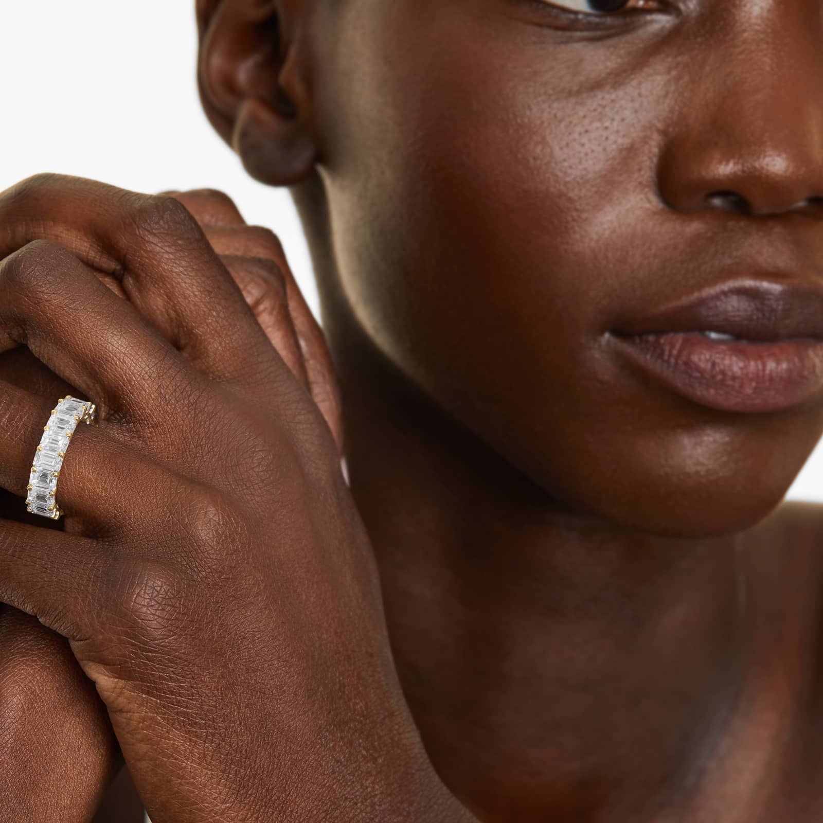 Emerald Cut Lab-grown Diamond Eternity Ring, EF Color, VS Clarity, IGI Certified