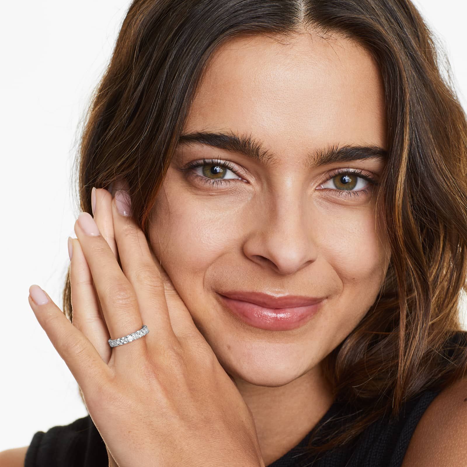 Asscher Cut Diamond Eternity Ring , EF Color , VS Clarity , IGI Certificate