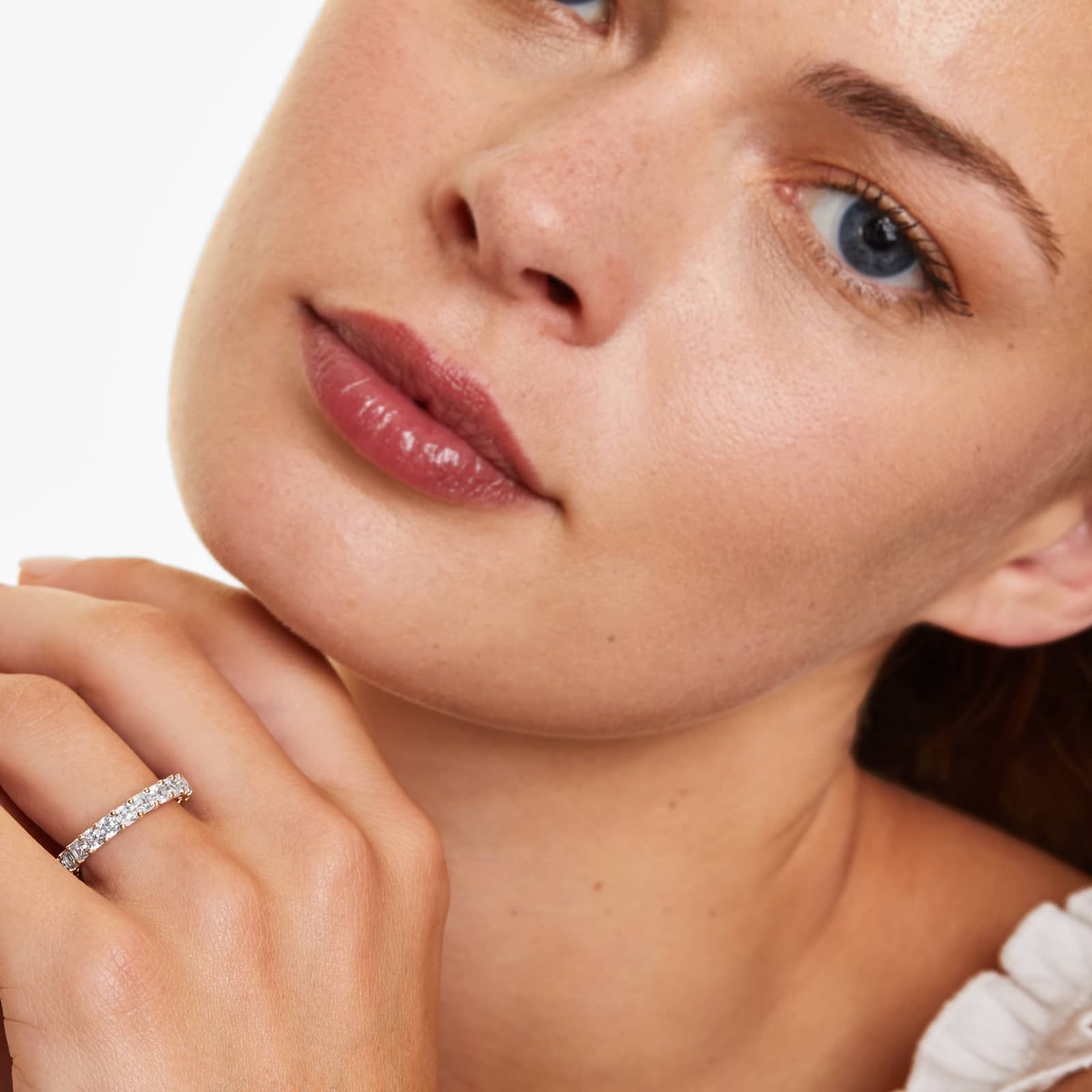 Asscher Cut Diamond Eternity Ring , EF Color , VS Clarity , IGI Certificate