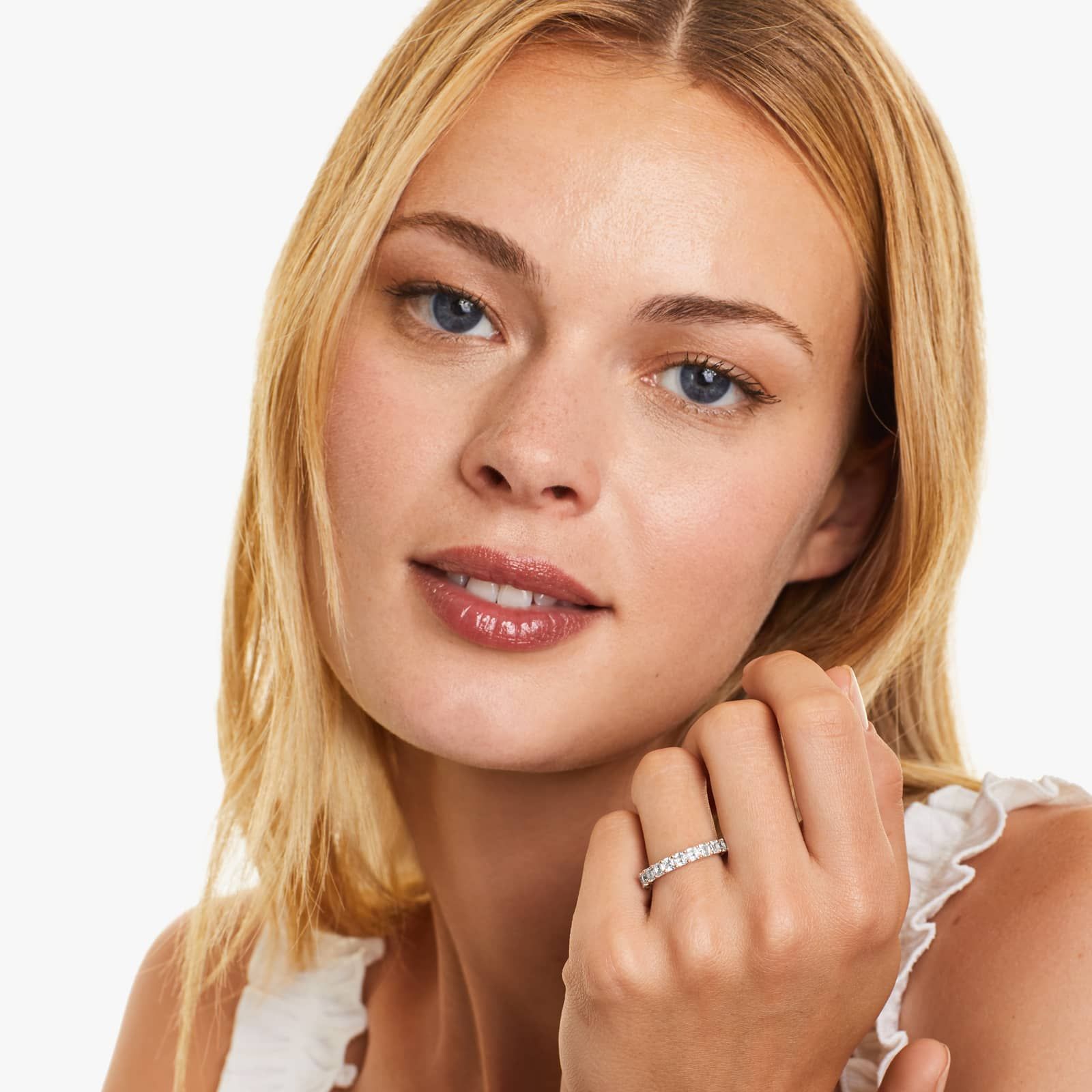 Asscher Cut Diamond Eternity Ring , EF Color , VS Clarity , IGI Certificate