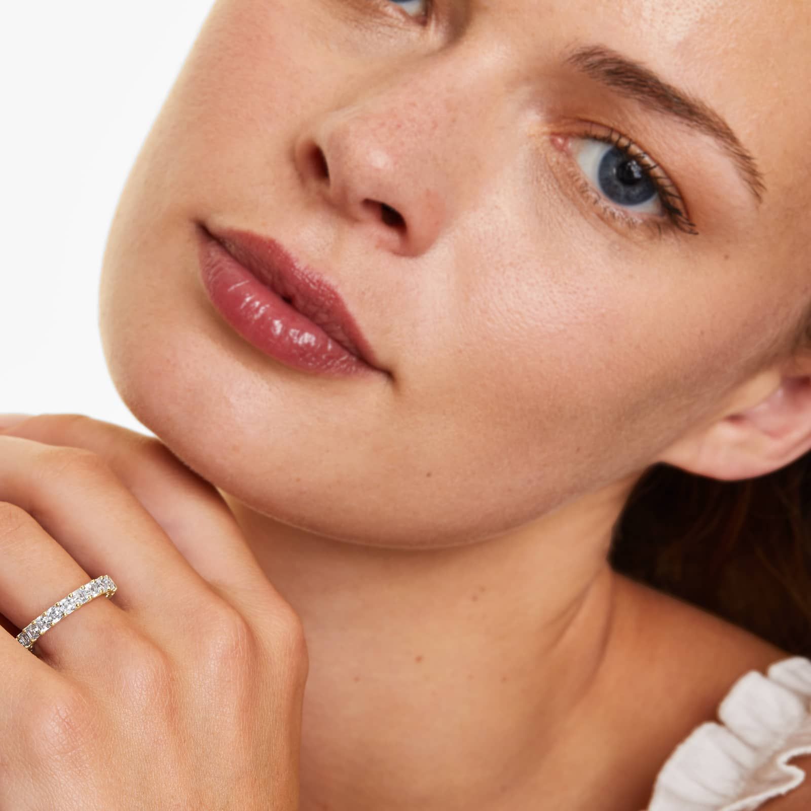 Asscher Cut Diamond Eternity Ring , EF Color , VS Clarity , IGI Certificate