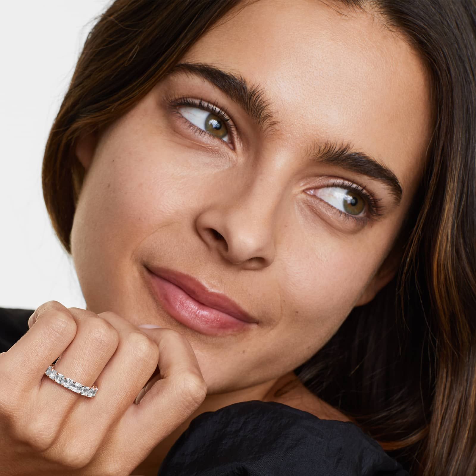 Asscher Cut Diamond Eternity Ring , EF Color , VS Clarity , IGI Certificate