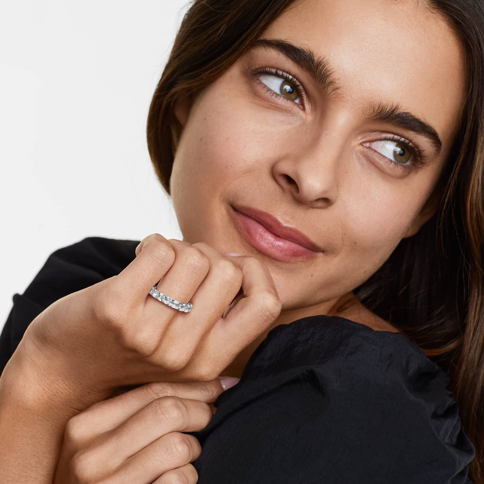 Asscher Cut Diamond Eternity Ring , EF Color , VS Clarity , IGI Certificate