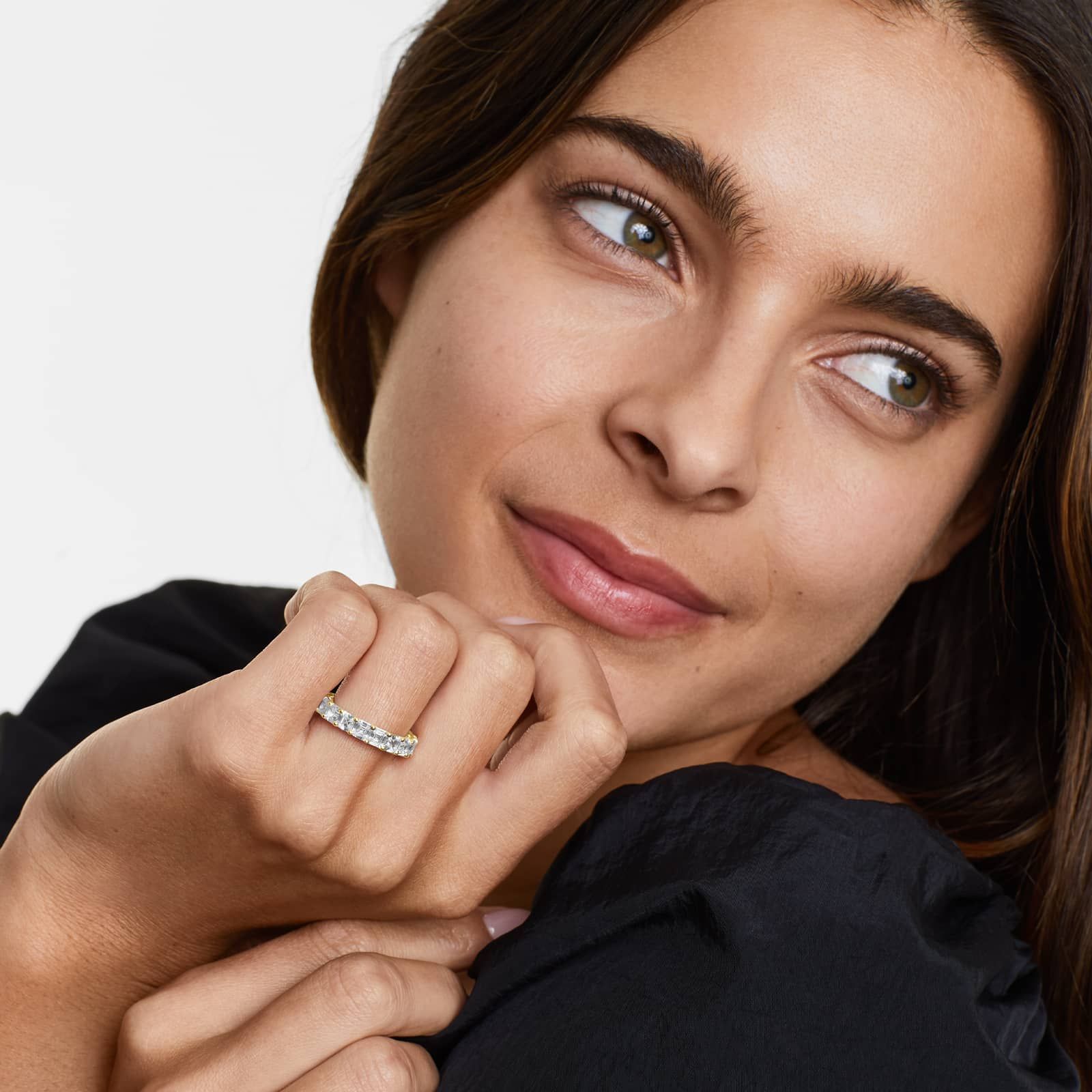 Asscher Cut Diamond Eternity Ring , EF Color , VS Clarity , IGI Certificate