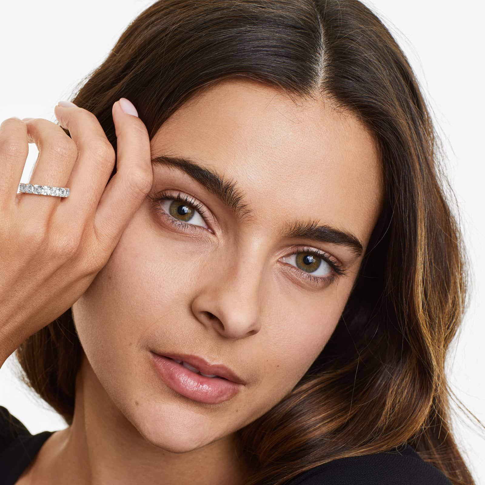 Asscher Cut Diamond Eternity Ring , EF Color , VS Clarity , IGI Certificate