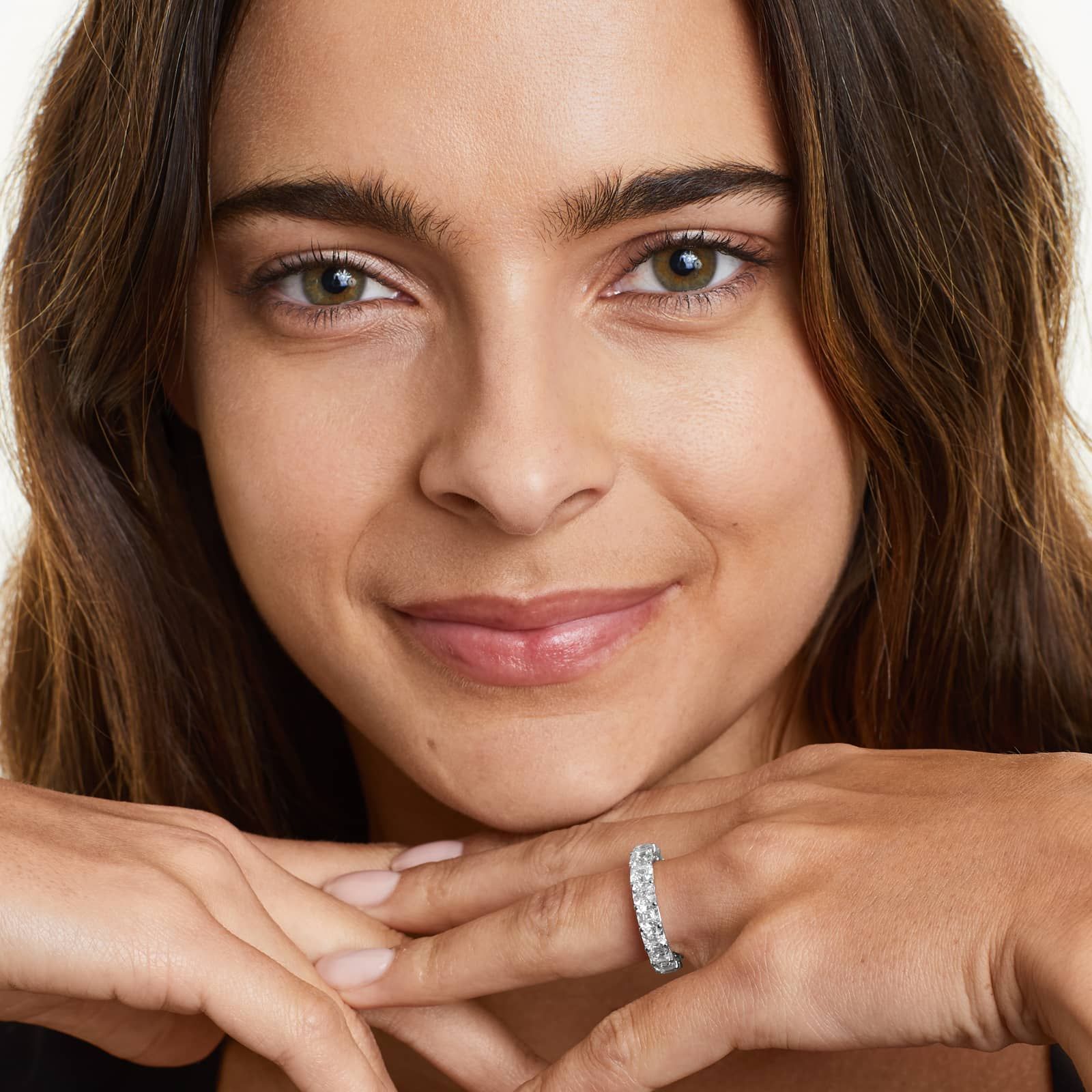 Asscher Cut Diamond Eternity Ring , EF Color , VS Clarity , IGI Certificate