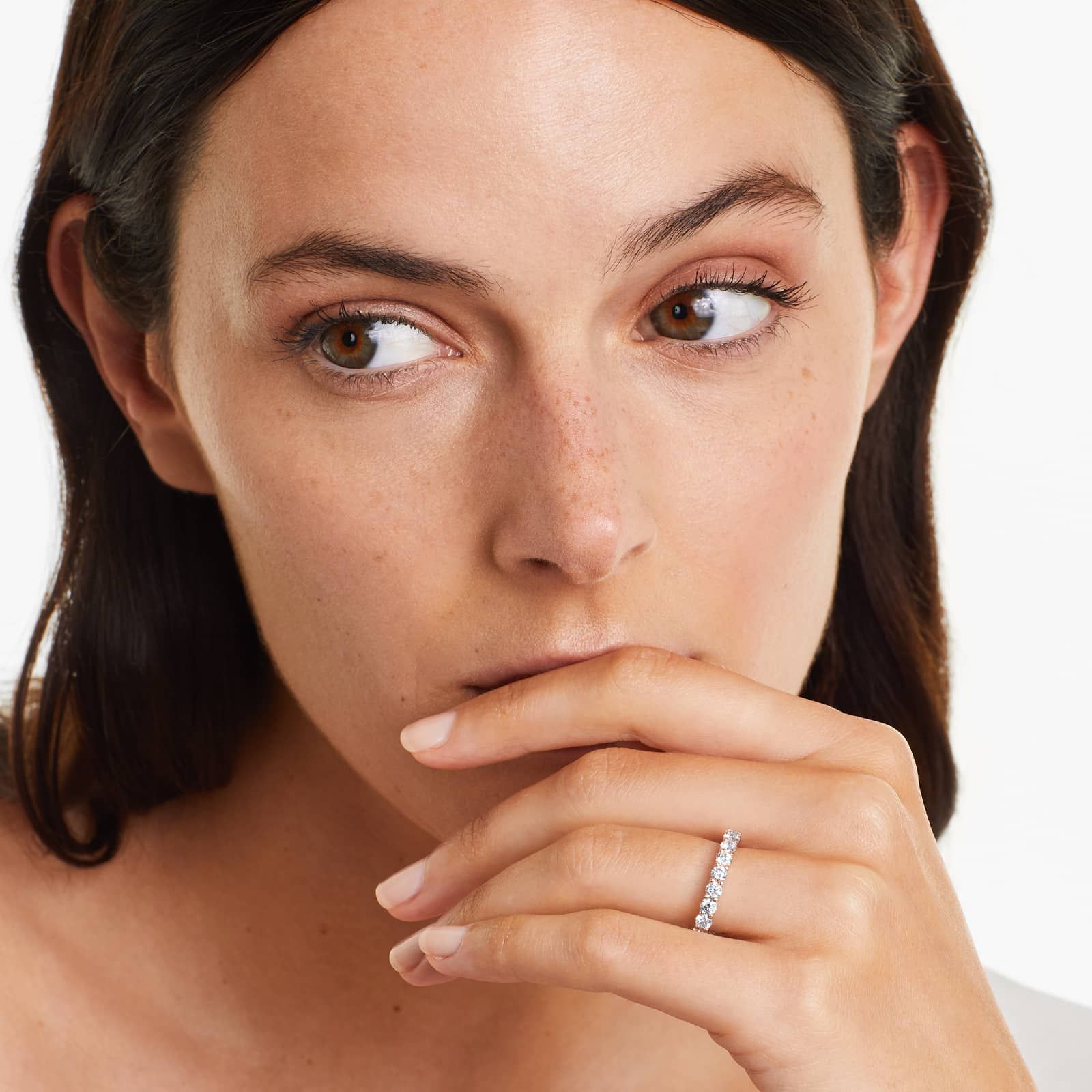 Low Dome Basket Lab Grown Diamond Eternity Ring, EF Color, VS clarity, IGI Certified