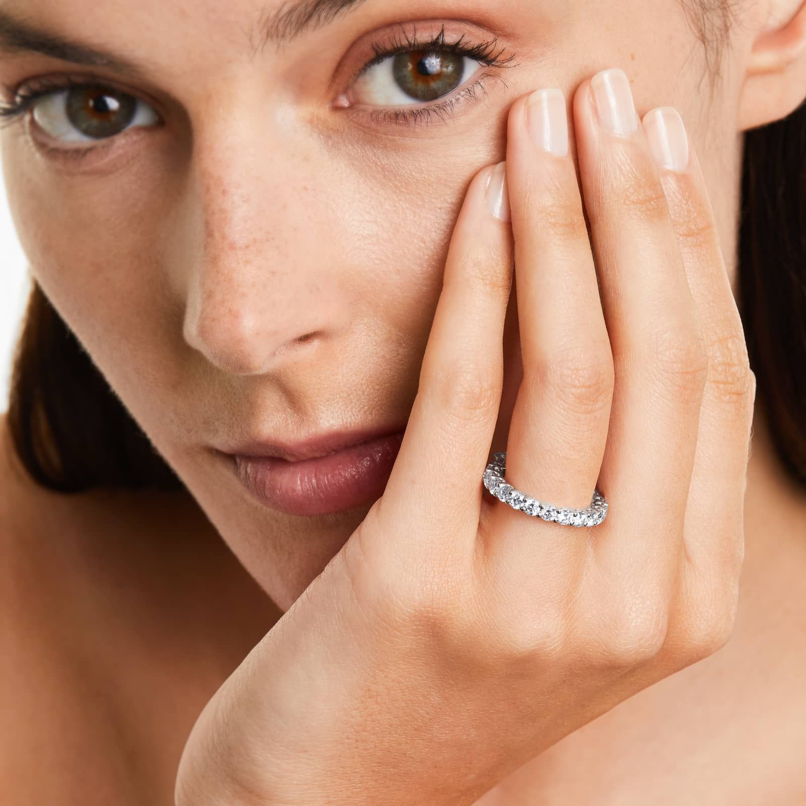 Low Dome Basket Lab Grown Diamond Eternity Ring, EF Color, VS clarity, IGI Certified