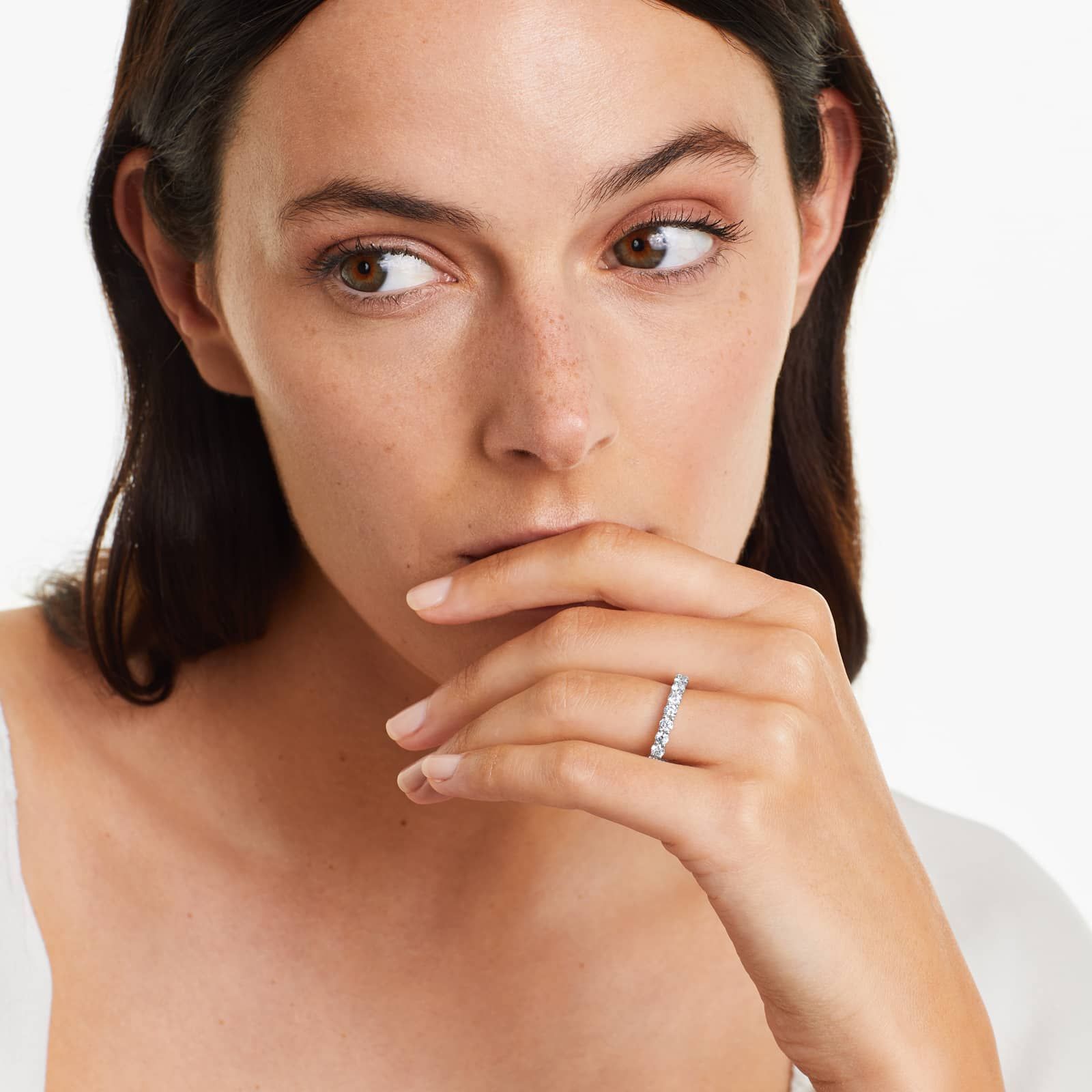 Low Dome Basket Lab Grown Diamond Eternity Ring, EF Color, VS clarity, IGI Certified