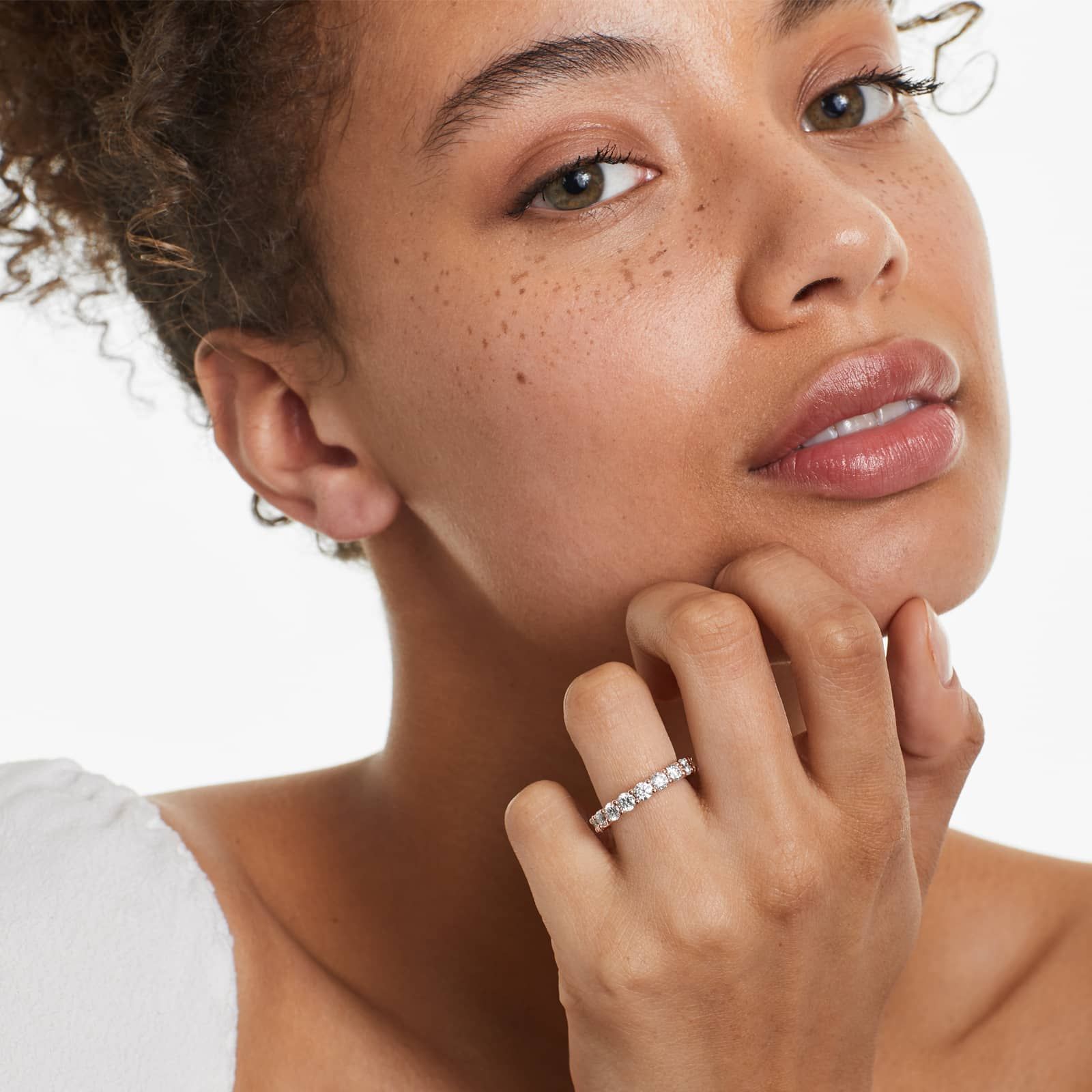 Low Dome Basket Lab Grown Diamond Eternity Ring, EF Color, VS clarity, IGI Certified