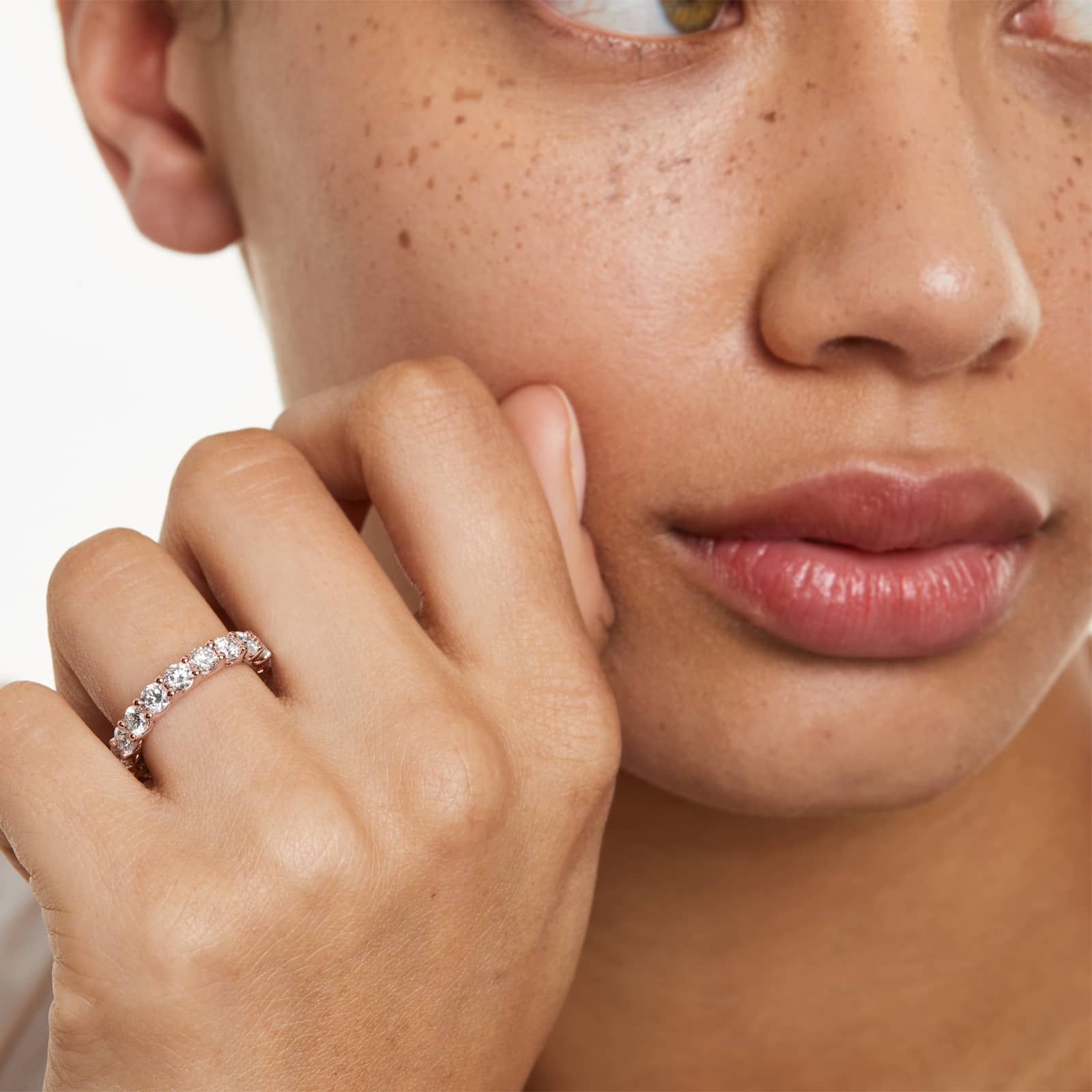 Low Dome Basket Lab Grown Diamond Eternity Ring, EF Color, VS clarity, IGI Certified