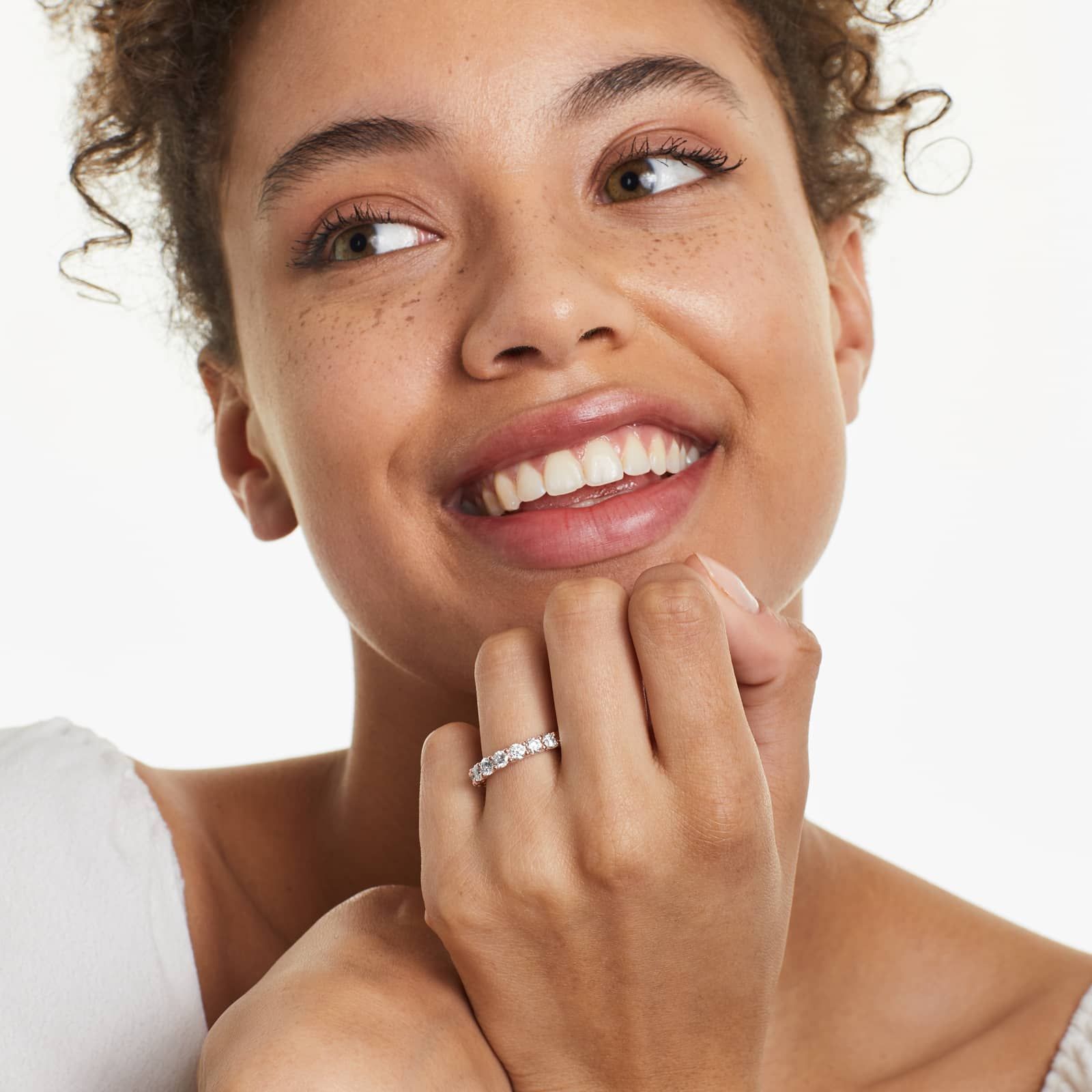 Low Dome Basket Lab Grown Diamond Eternity Ring, EF Color, VS clarity, IGI Certified