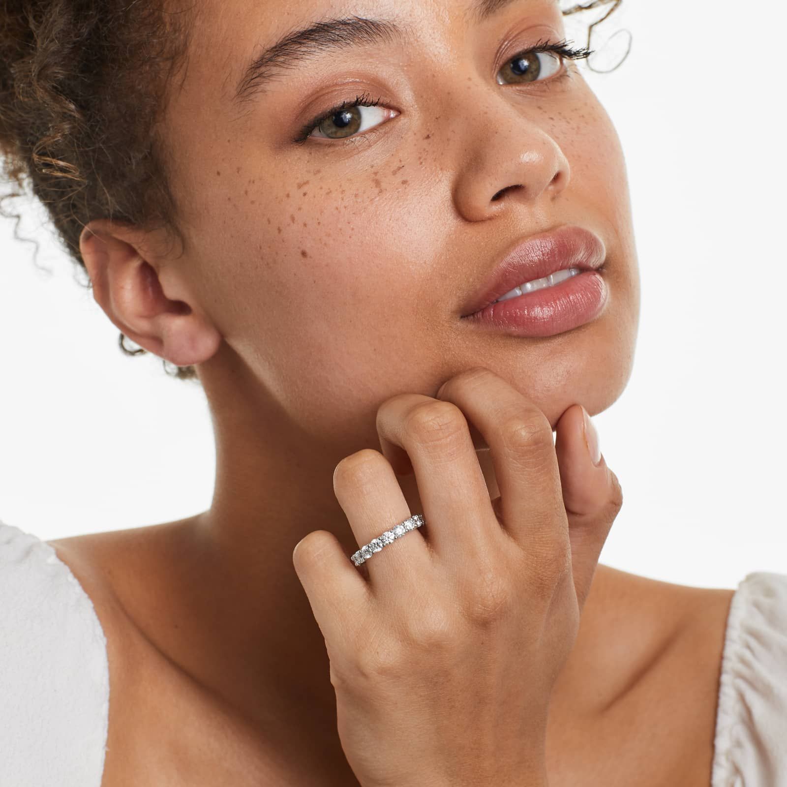 Low Dome Basket Lab Grown Diamond Eternity Ring, EF Color, VS clarity, IGI Certified