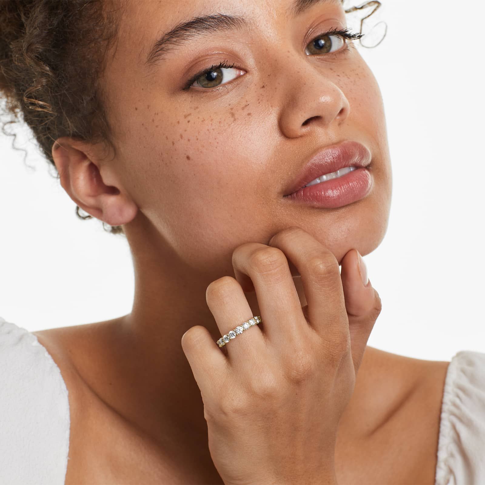 Low Dome Basket Lab Grown Diamond Eternity Ring, EF Color, VS clarity, IGI Certified