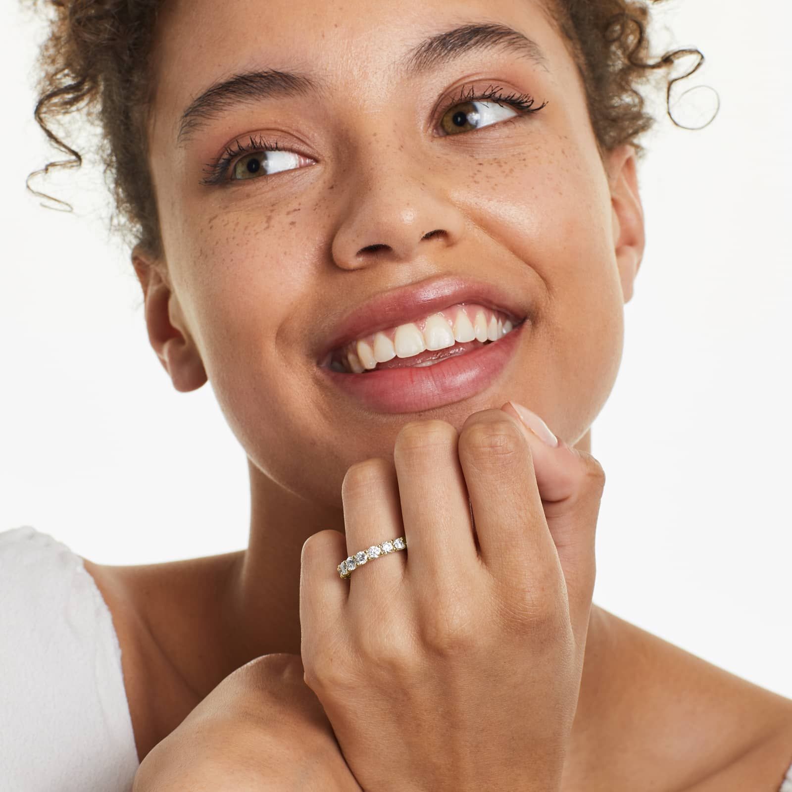 Low Dome Basket Lab Grown Diamond Eternity Ring, EF Color, VS clarity, IGI Certified