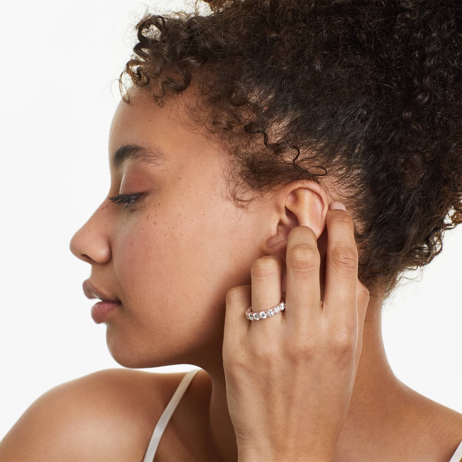 Low Dome Basket Lab Grown Diamond Eternity Ring, EF Color, VS clarity, IGI Certified