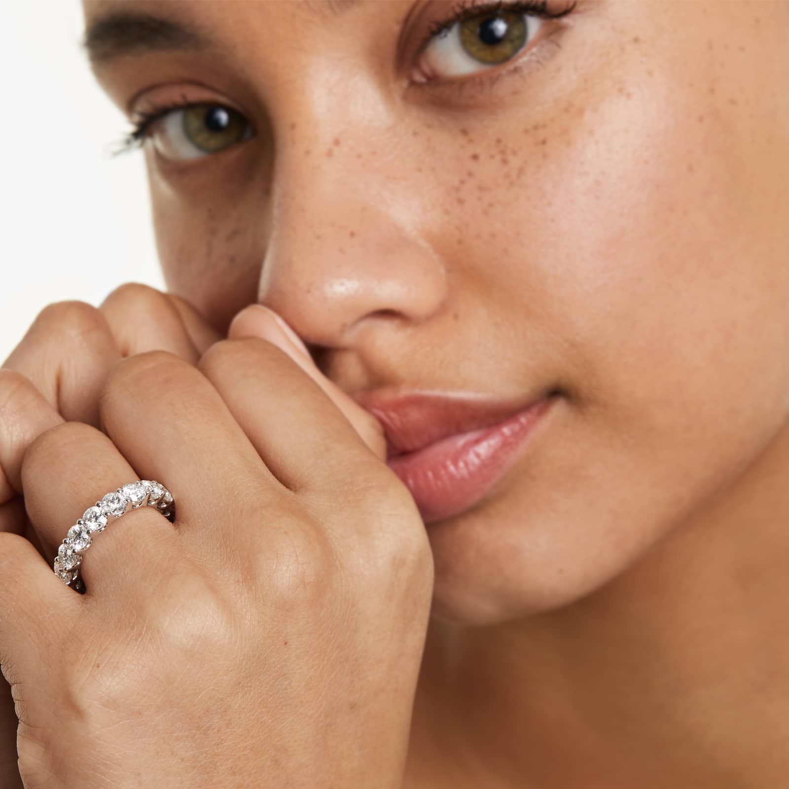 Low Dome Basket Lab Grown Diamond Eternity Ring, EF Color, VS clarity, IGI Certified