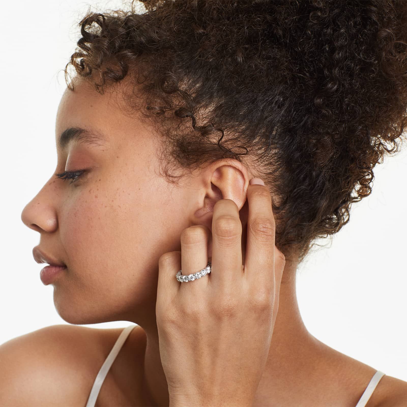 Low Dome Basket Lab Grown Diamond Eternity Ring, EF Color, VS clarity, IGI Certified