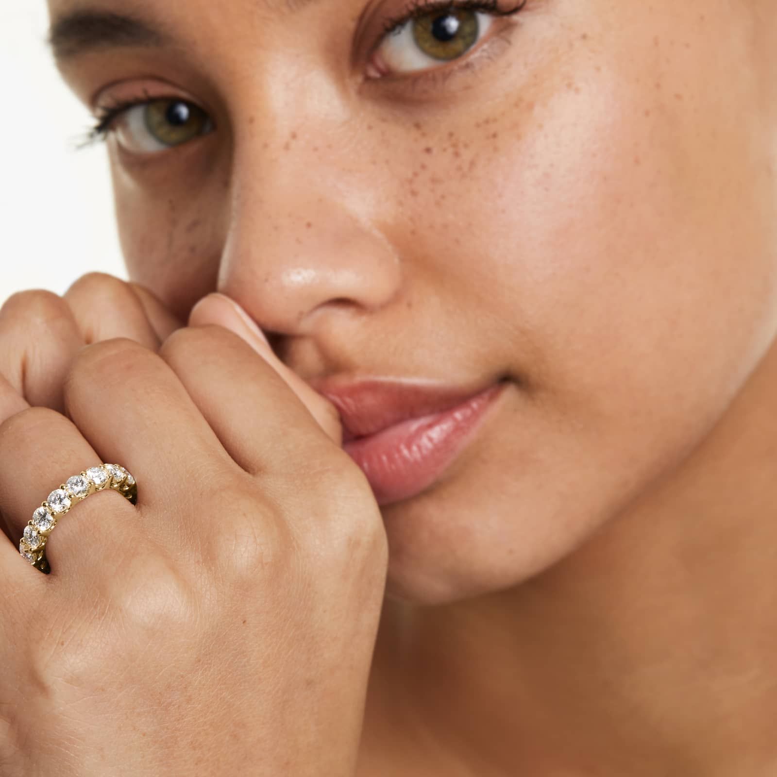 Low Dome Basket Lab Grown Diamond Eternity Ring, EF Color, VS clarity, IGI Certified