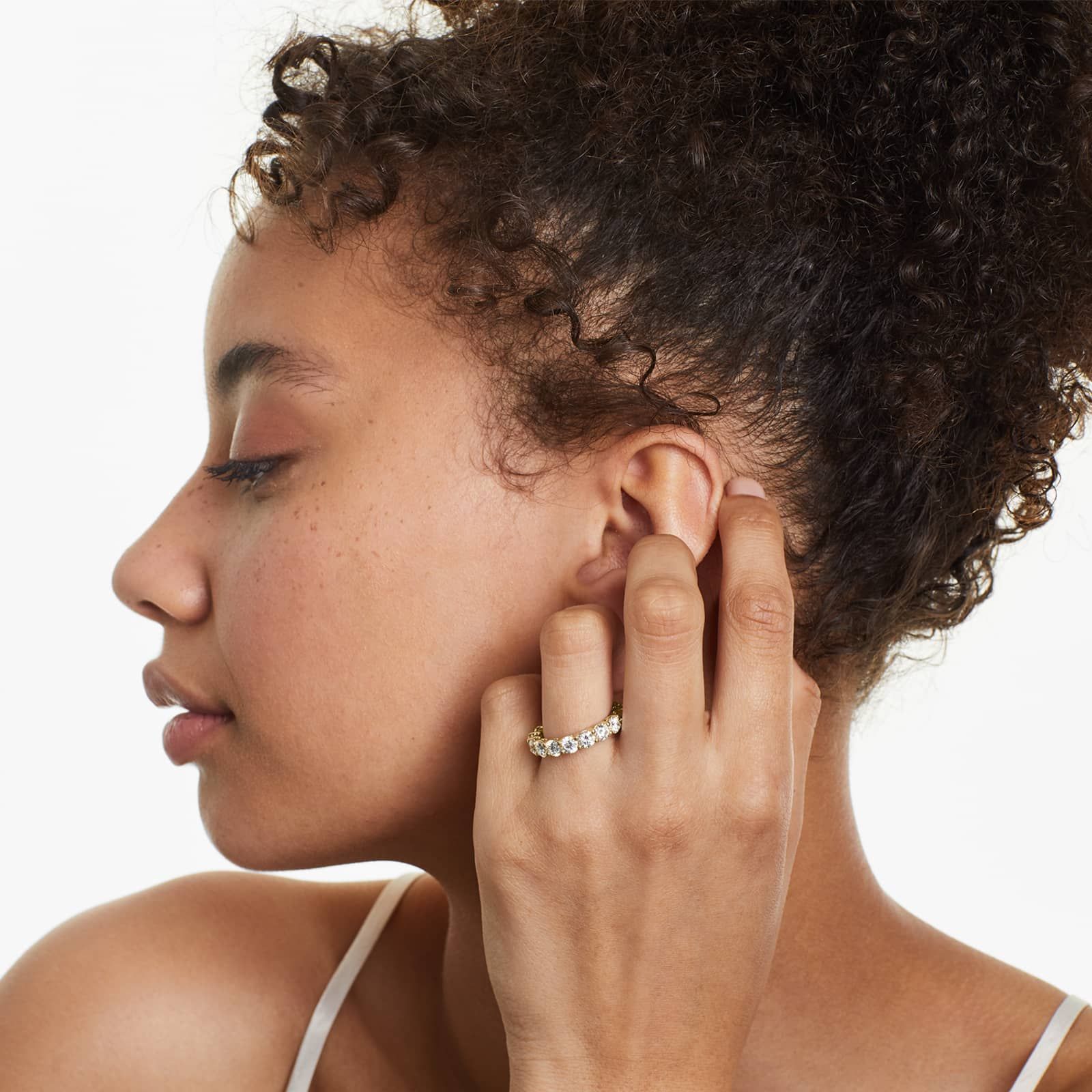 Low Dome Basket Lab Grown Diamond Eternity Ring, EF Color, VS clarity, IGI Certified