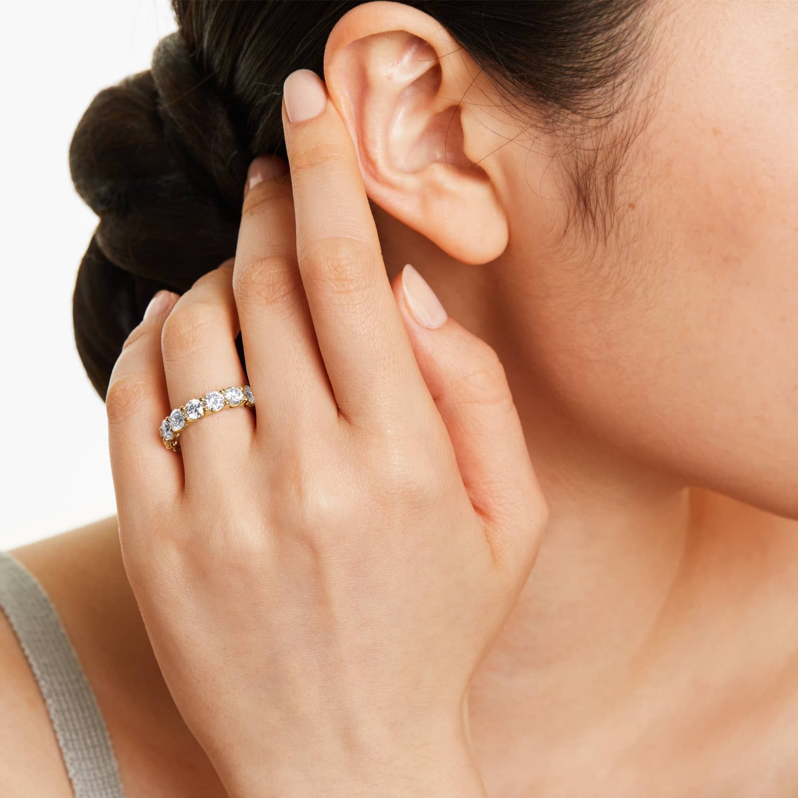 Low Dome Basket Lab Grown Diamond Eternity Ring, EF Color, VS clarity, IGI Certified