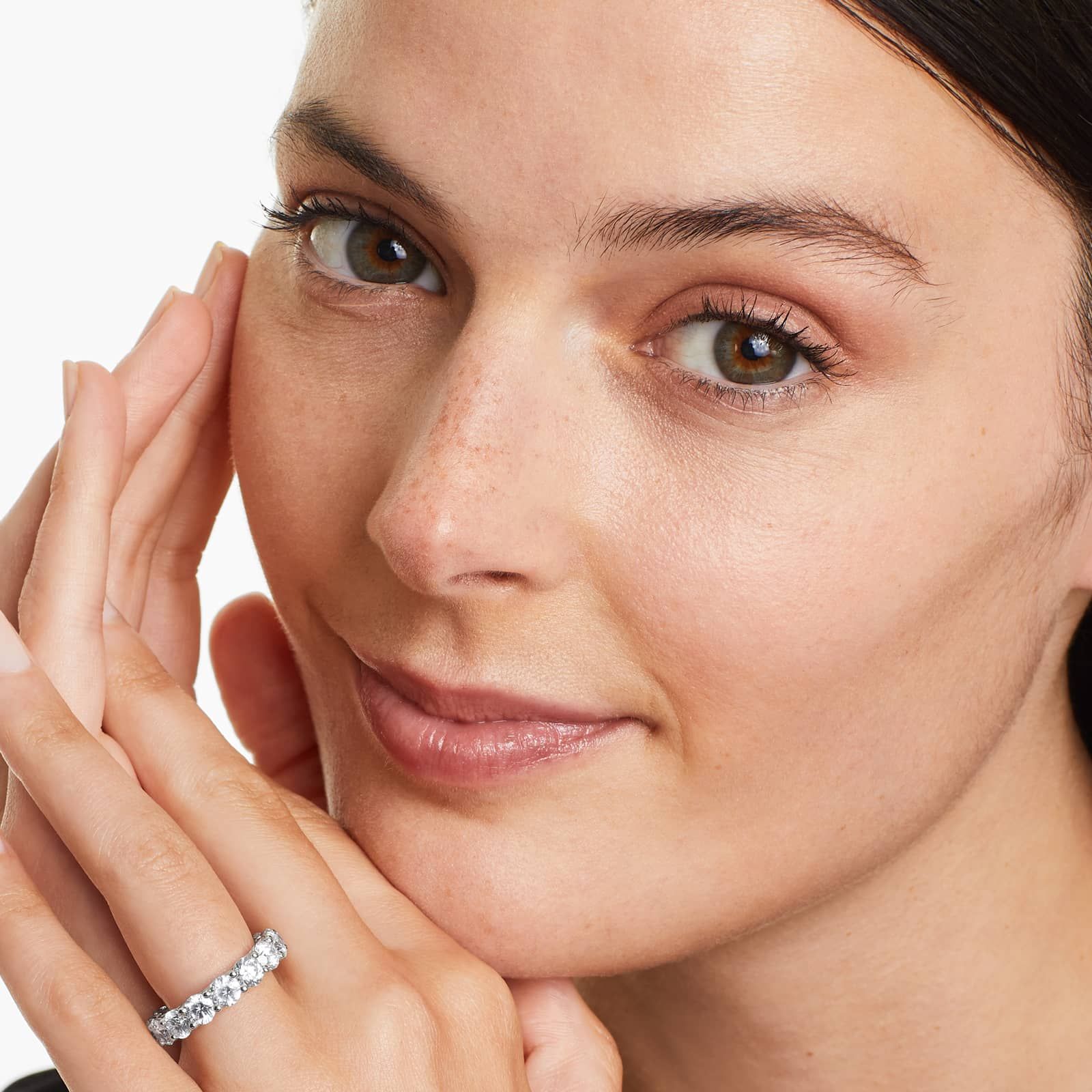 Low Dome Basket Lab Grown Diamond Eternity Ring, EF Color, VS clarity, IGI Certified