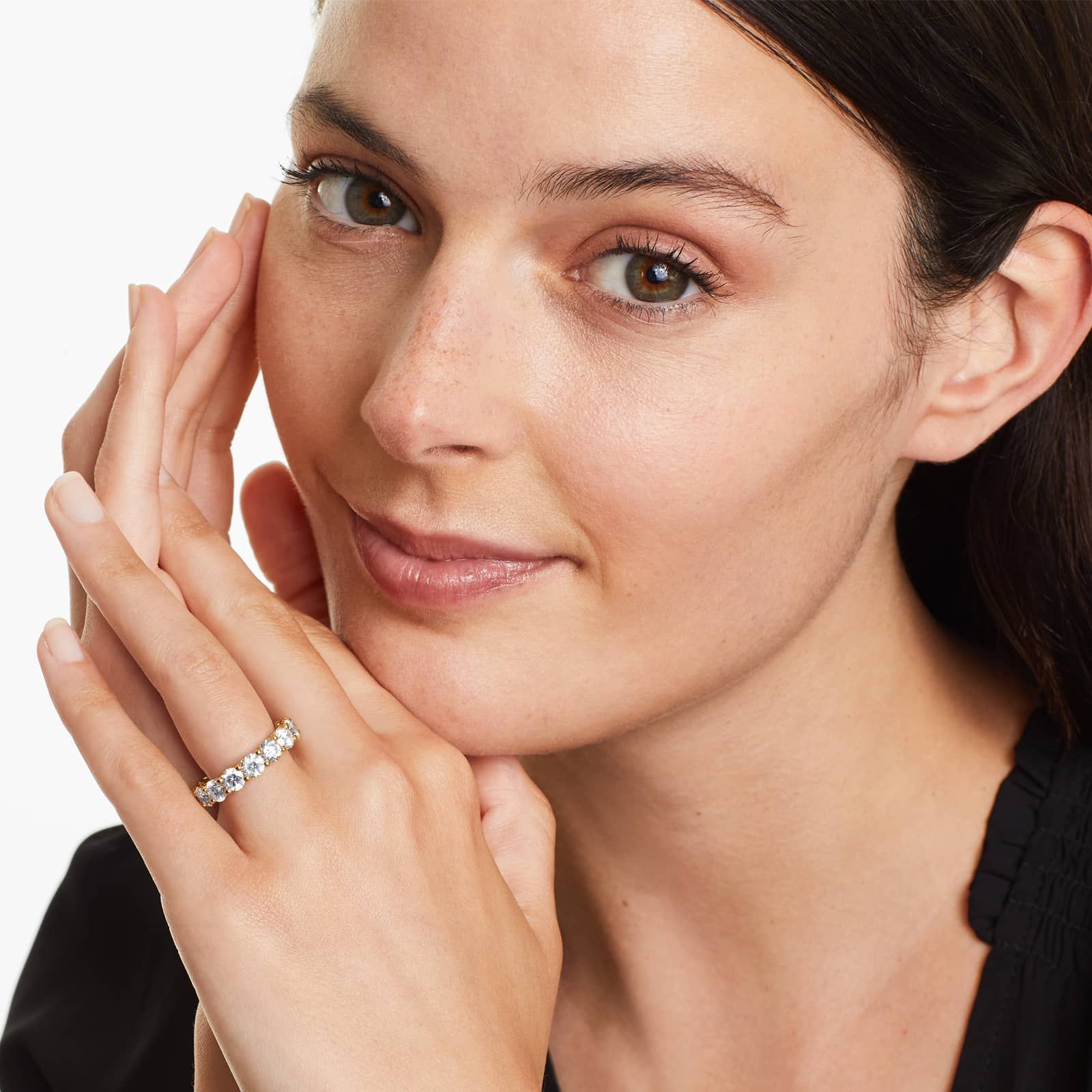 Low Dome Basket Lab Grown Diamond Eternity Ring, EF Color, VS clarity, IGI Certified