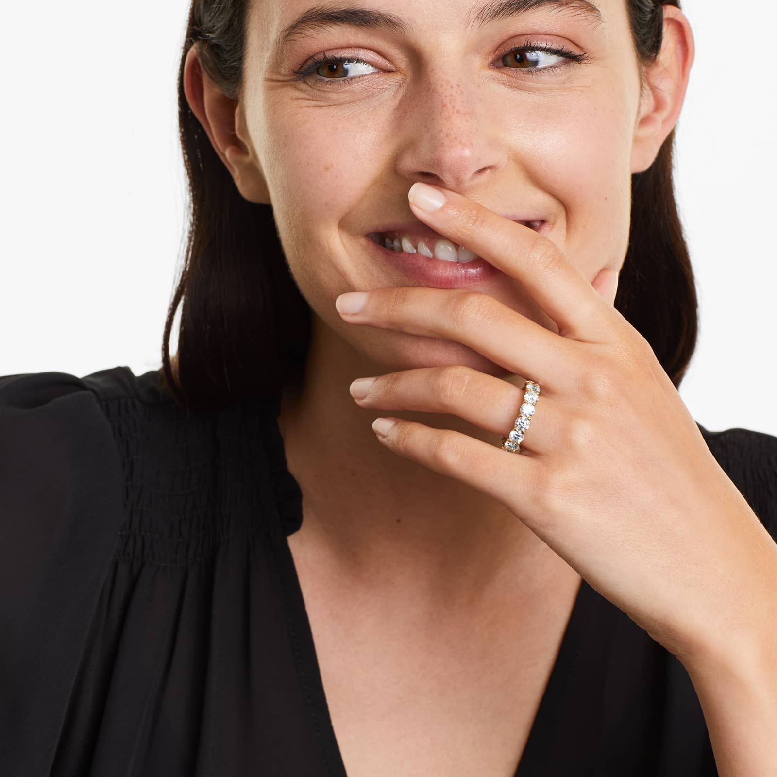 Low Dome Basket Lab Grown Diamond Eternity Ring, EF Color, VS clarity, IGI Certified