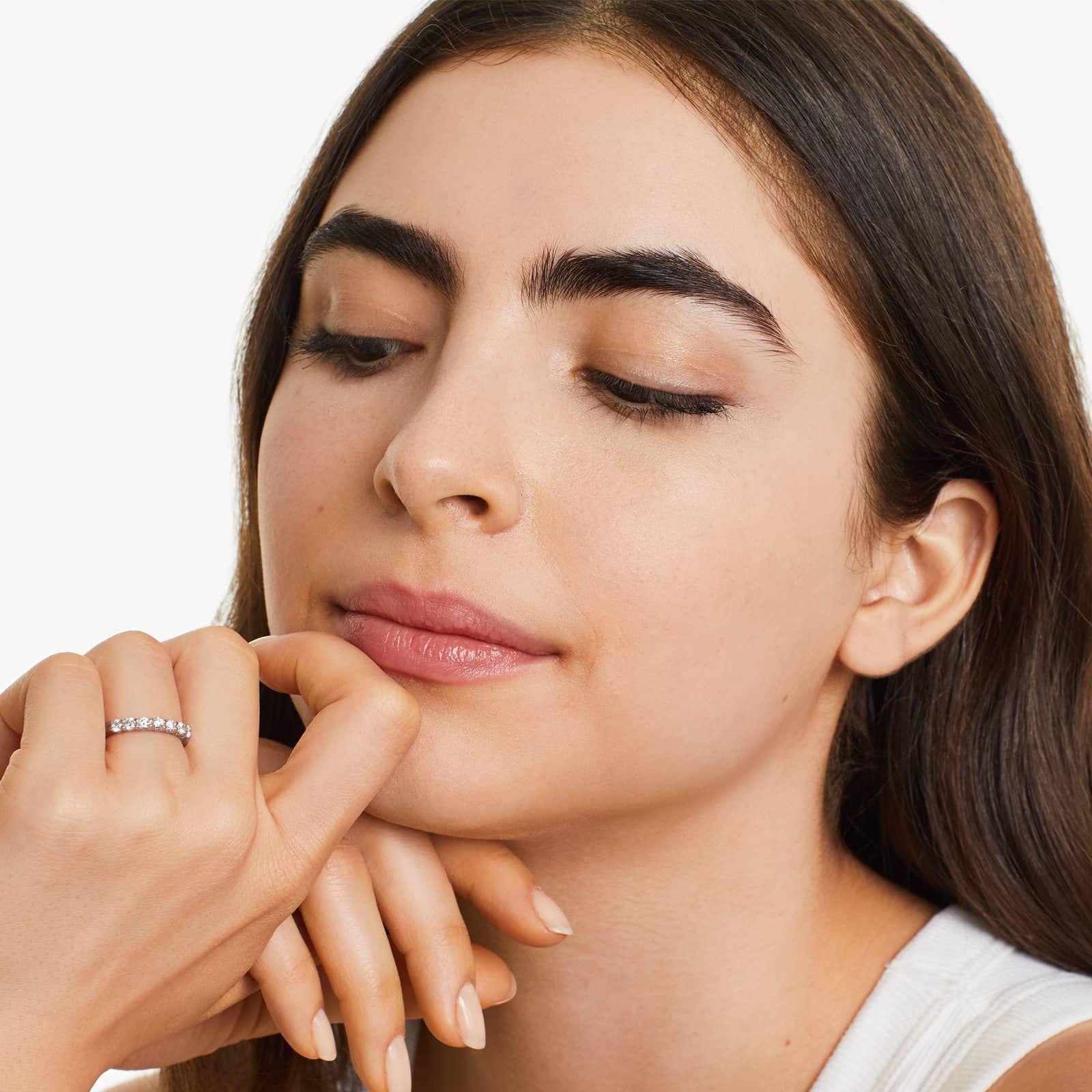 Seven Stone Low Dome Basket Lab Diamond Ring