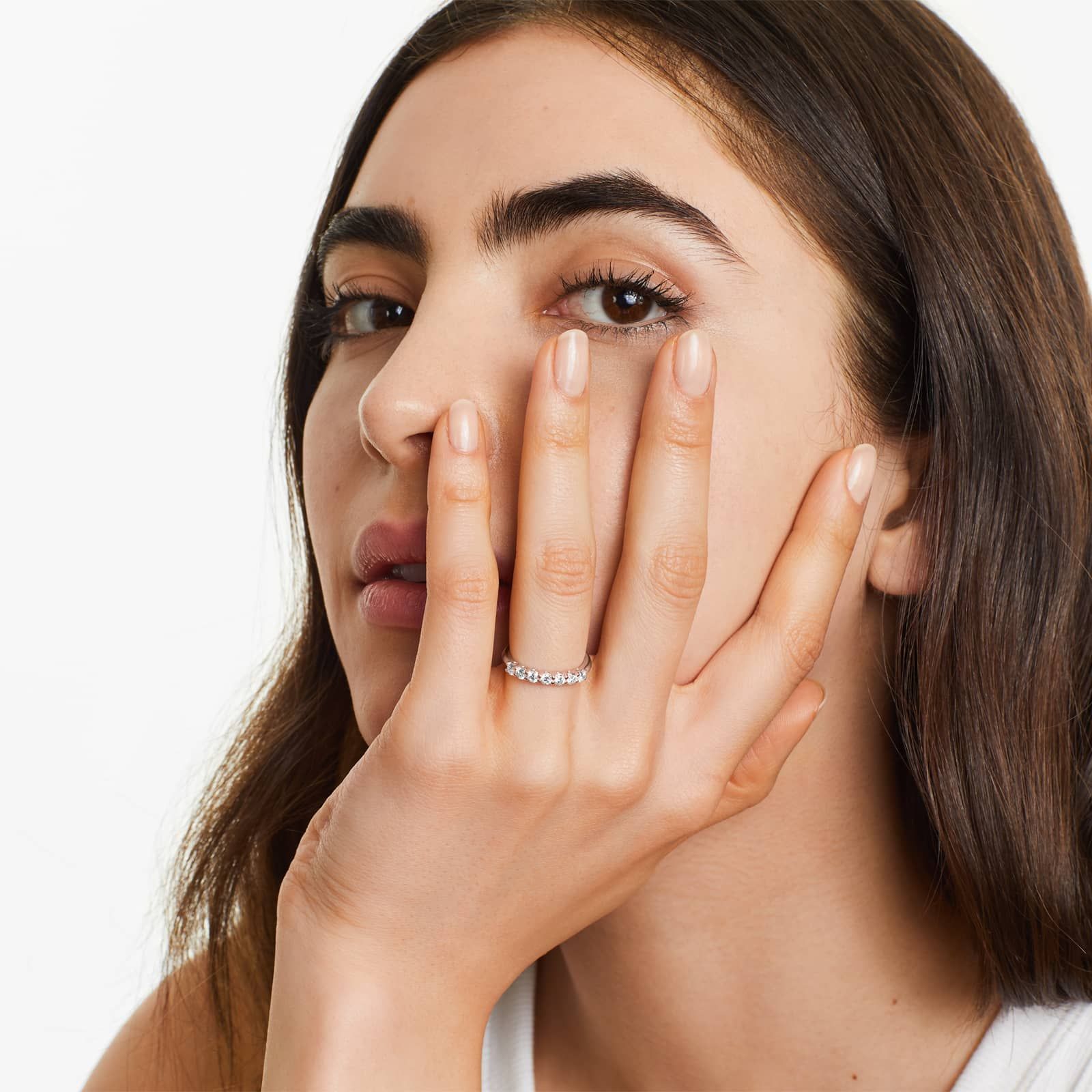 Seven Stone Low Dome Basket Lab Diamond Ring