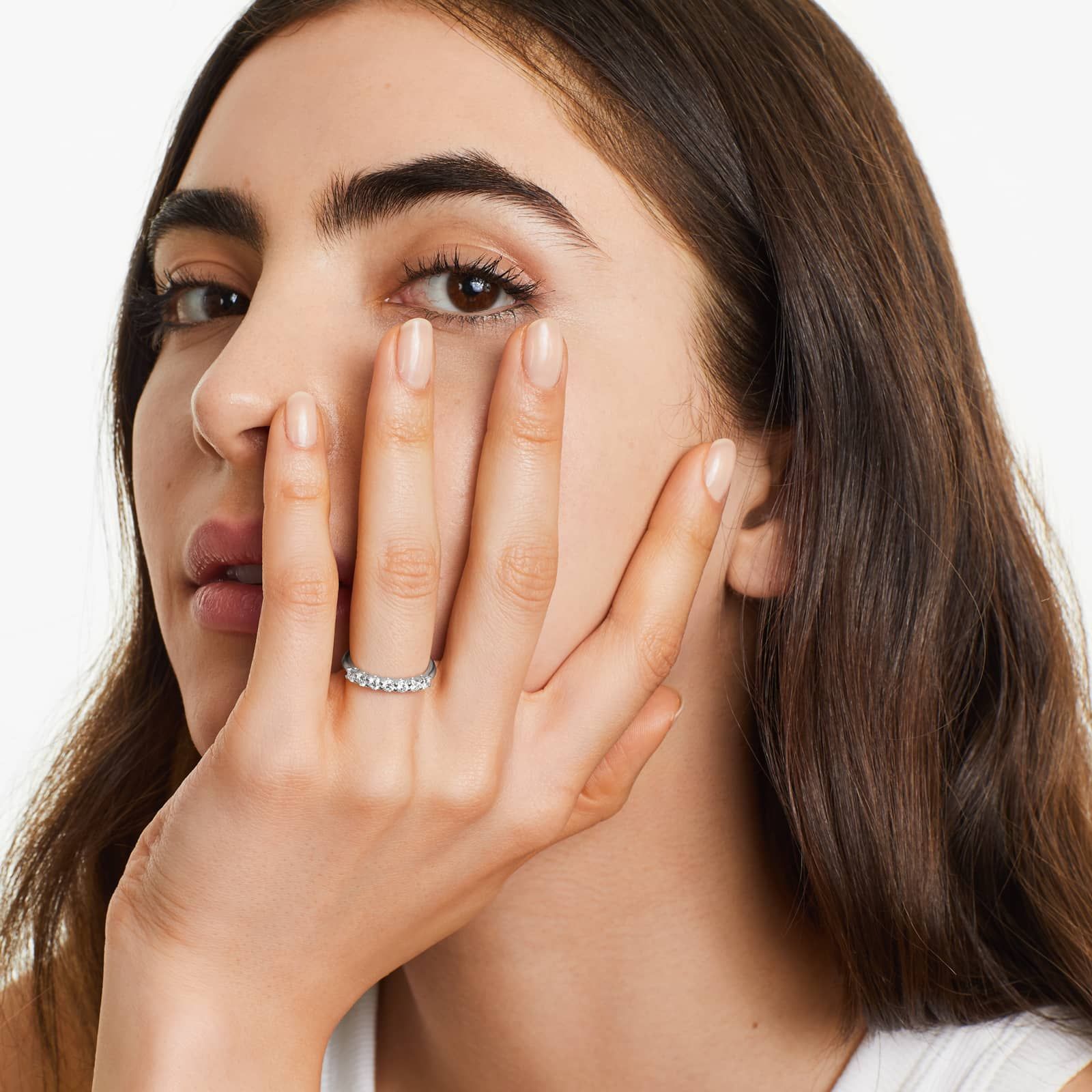 Seven Stone Low Dome Basket Lab Diamond Ring