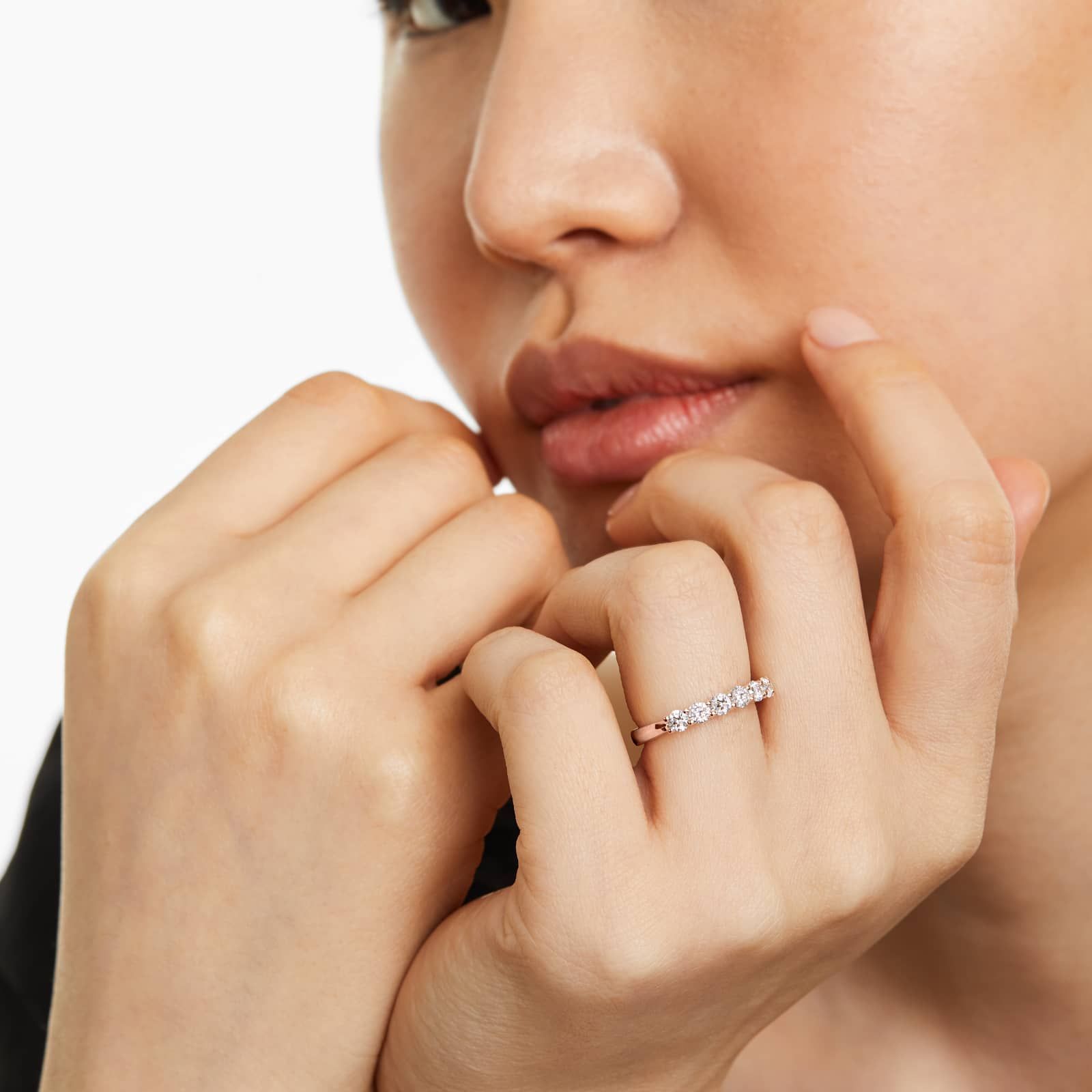 Seven Stone Low Dome Basket Lab Diamond Ring