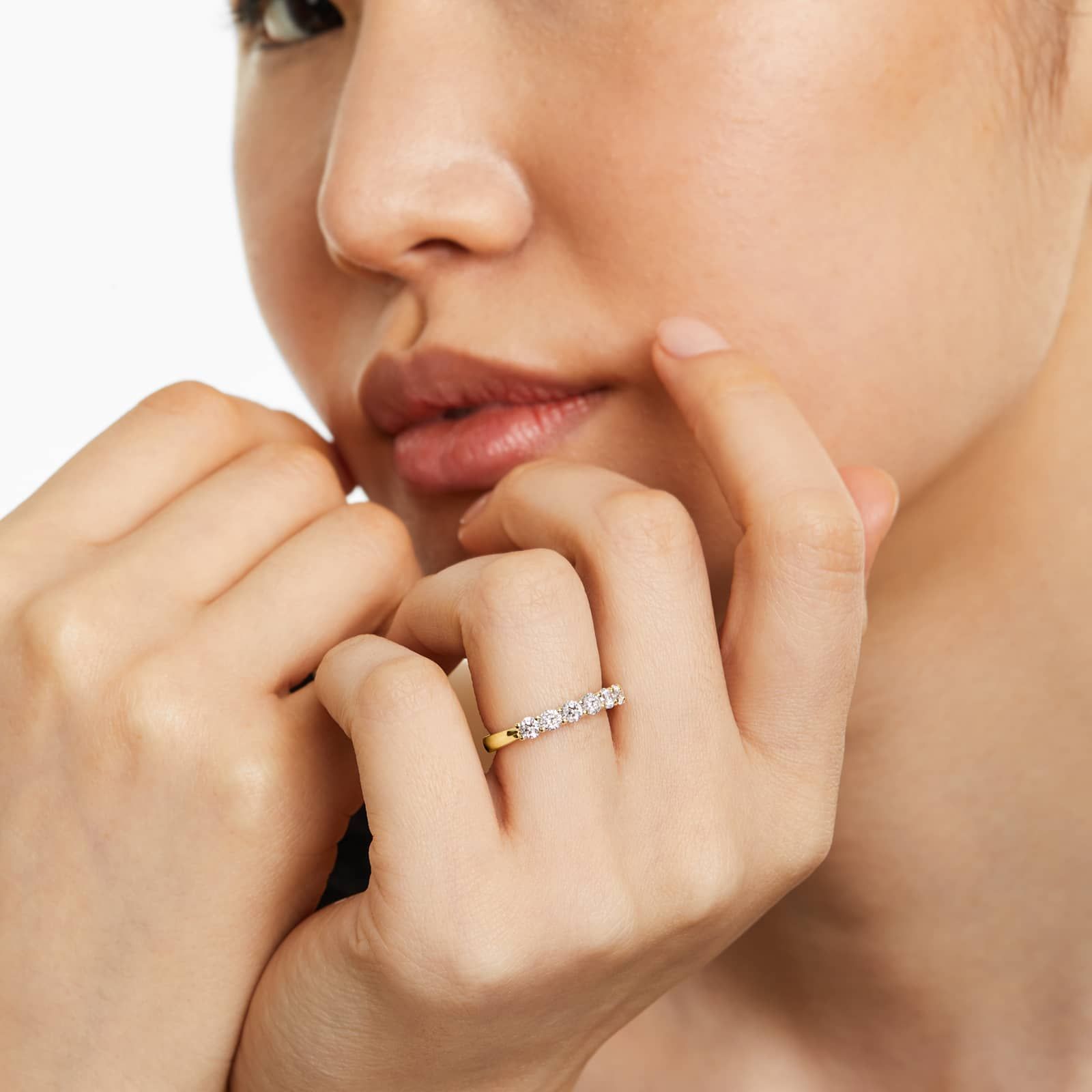 Seven Stone Low Dome Basket Lab Diamond Ring