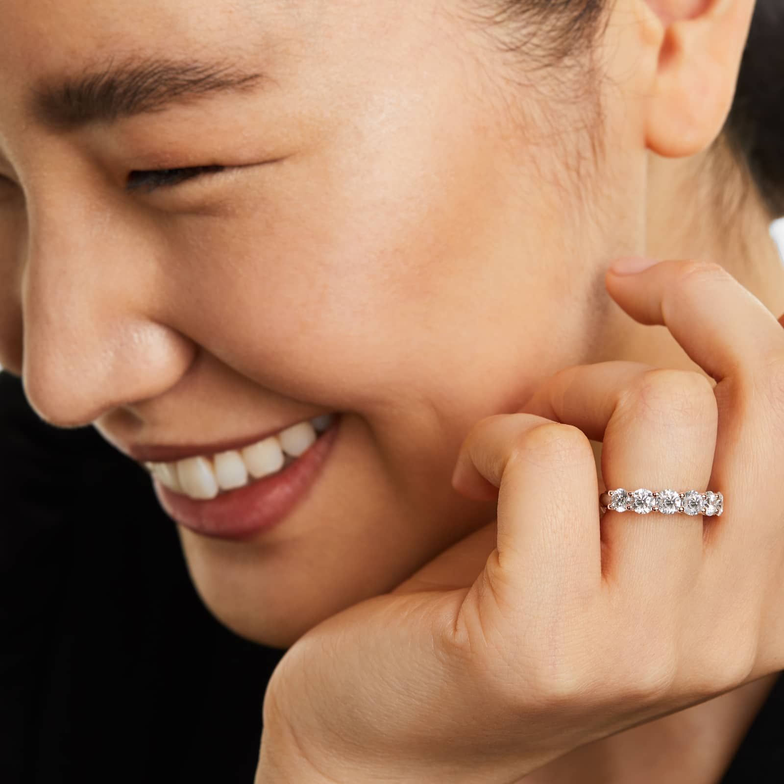 Seven Stone Low Dome Basket Lab Diamond Ring