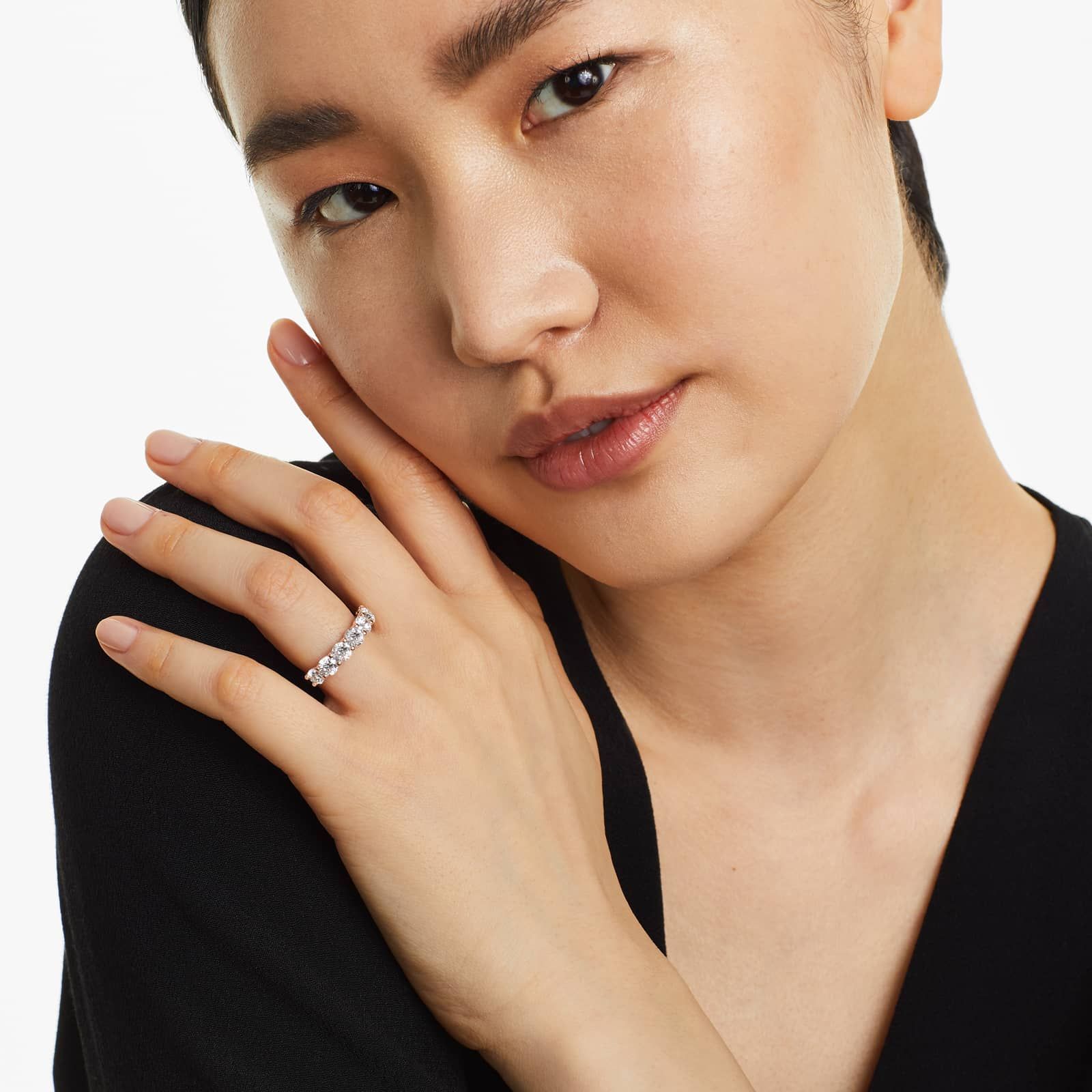 Seven Stone Low Dome Basket Lab Diamond Ring