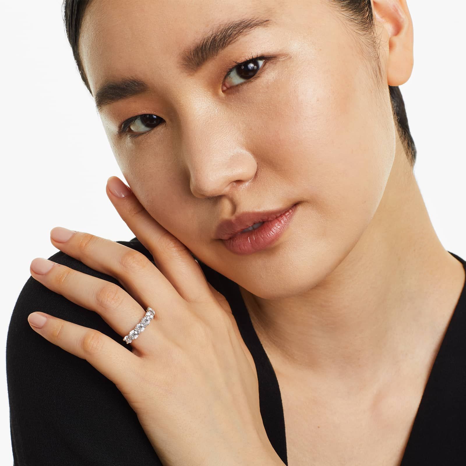 Seven Stone Low Dome Basket Lab Diamond Ring