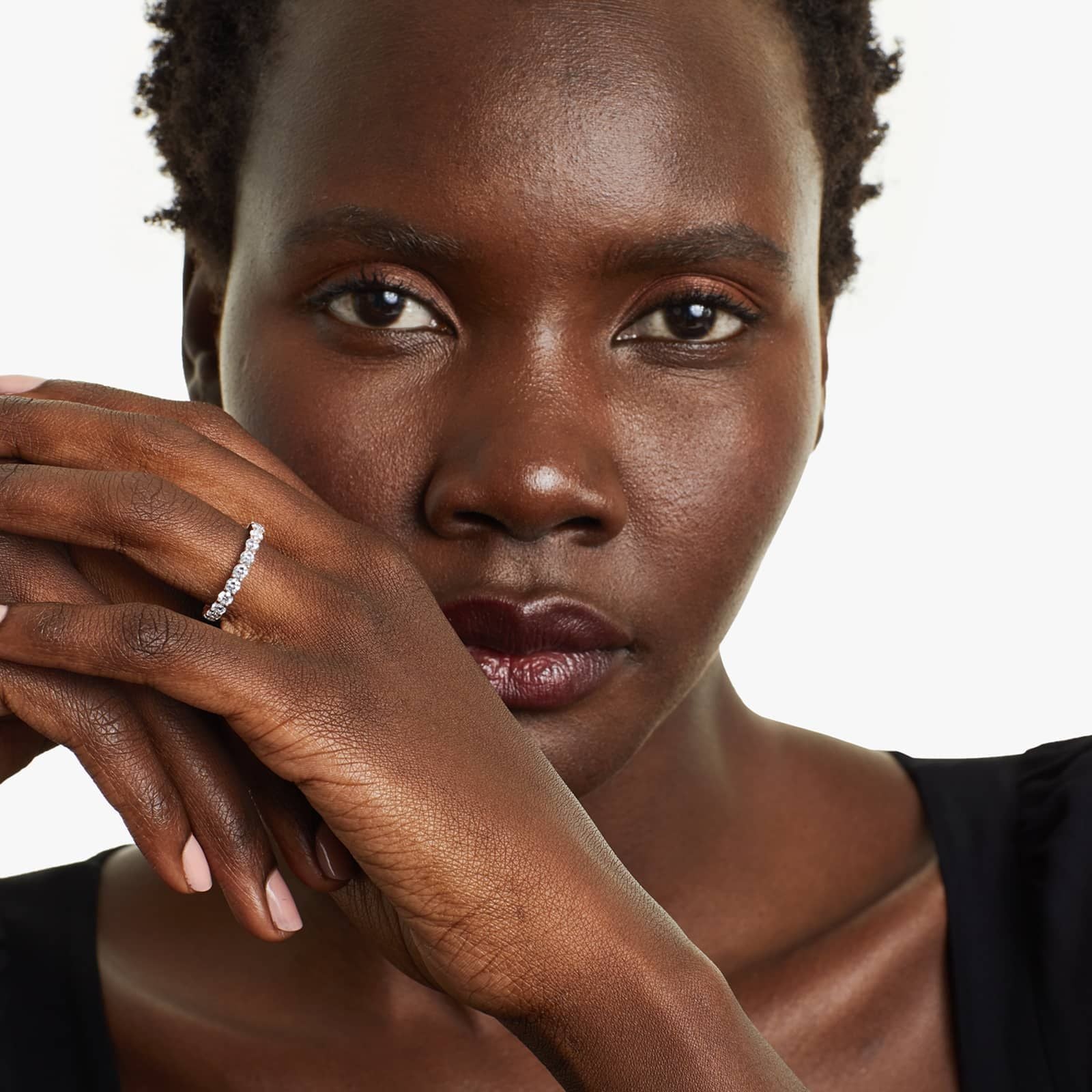 Round Lab Grown Diamond Trellis Eternity band, EF Color, VS Clarity, IGI Certified