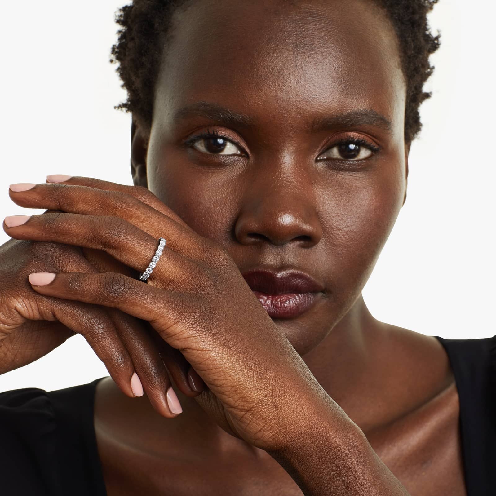 Round Lab Grown Diamond Trellis Eternity band, EF Color, VS Clarity, IGI Certified