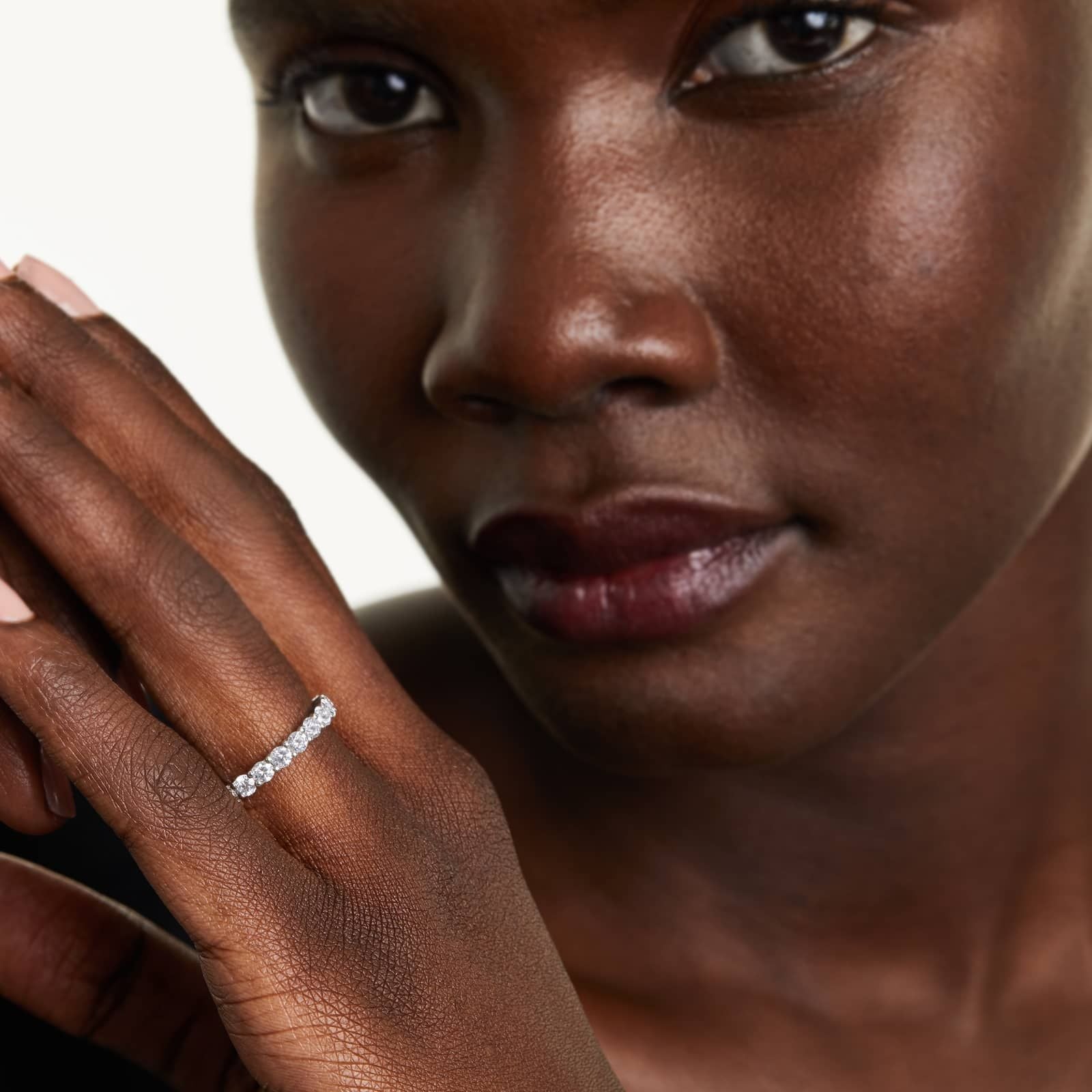 Round Lab Grown Diamond Trellis Eternity band, EF Color, VS Clarity, IGI Certified