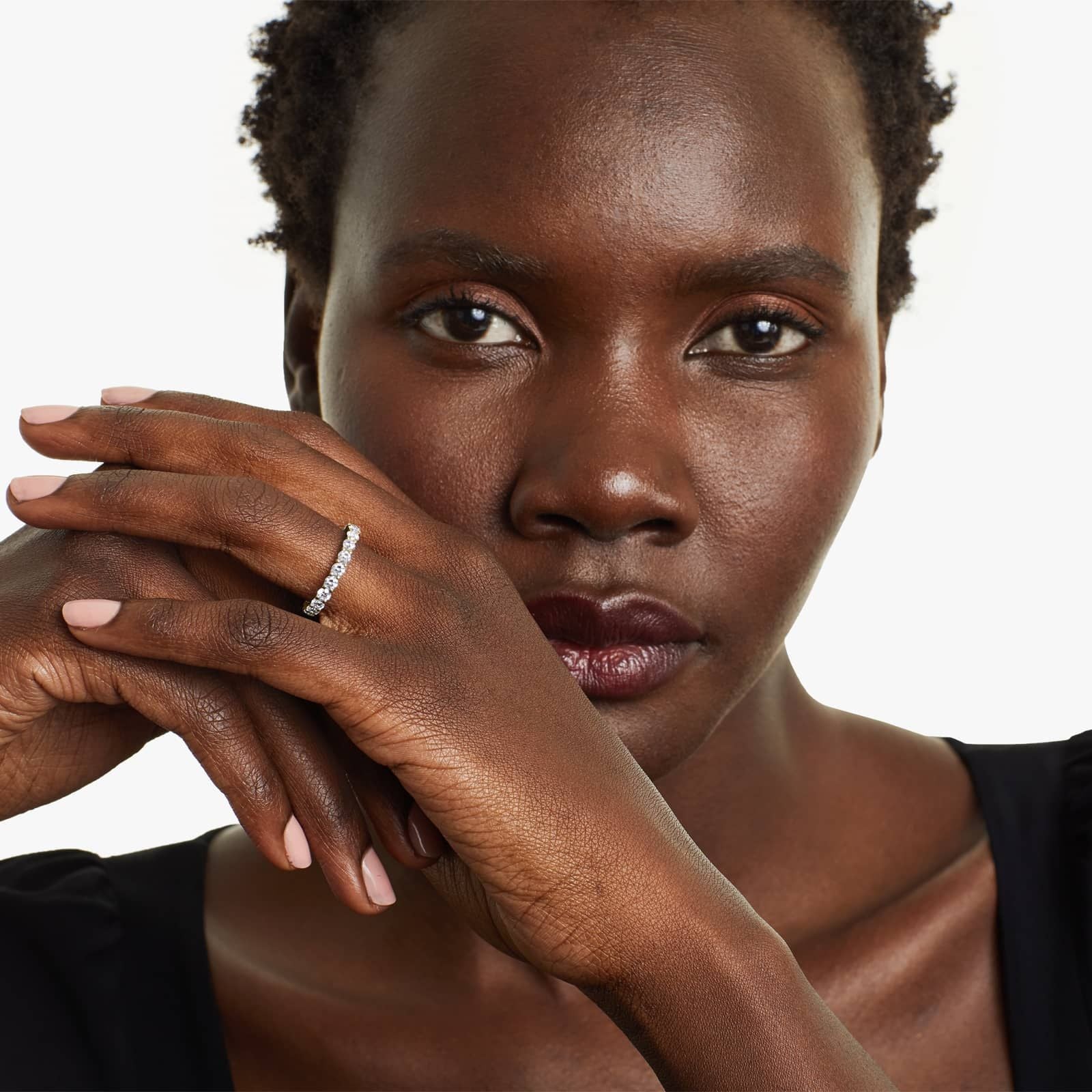 Round Lab Grown Diamond Trellis Eternity band, EF Color, VS Clarity, IGI Certified