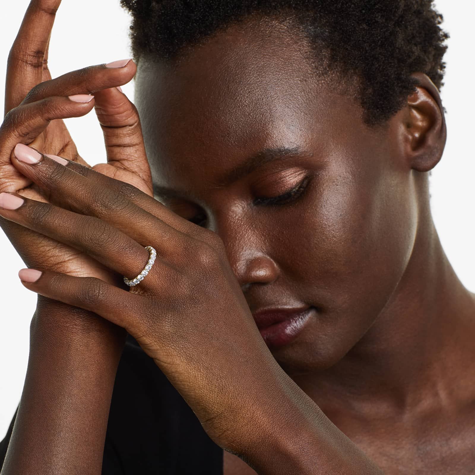 Round Lab Grown Diamond Trellis Eternity band, EF Color, VS Clarity, IGI Certified